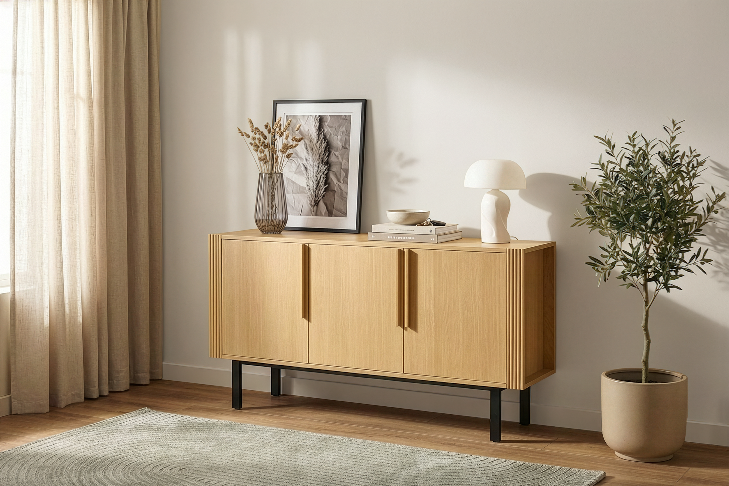OTTO home Sideboard »Stiven« Eukalyptus und Esche, kombiniert mit Melamin, MDF und ABS-Kunststoff