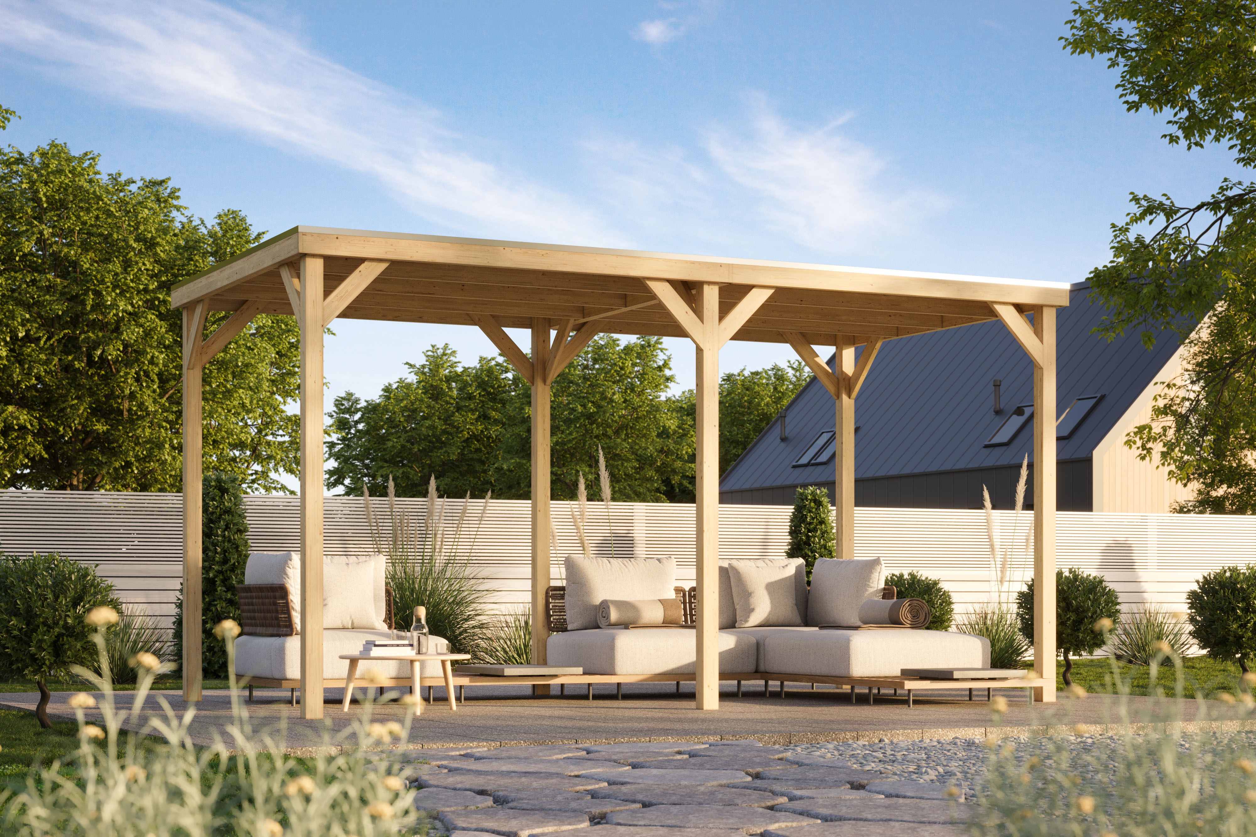 Karibu Holzpavillon "Pergola Quadratus" verschiedene Größen