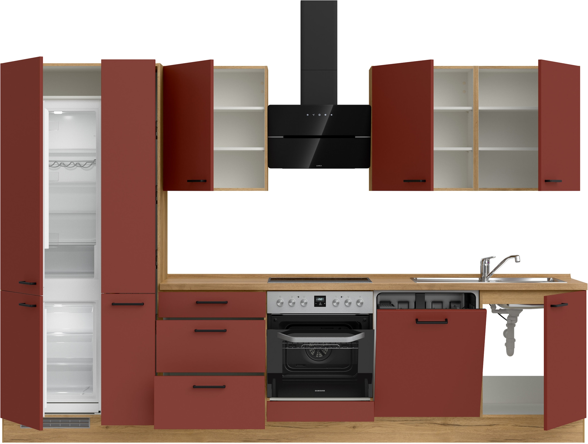 nobilia® Küchenzeile »"Easytouch II"«, vormontiert, Ausrichtung wählbar, Breite 330 cm, wahlw. mit E-Geräten