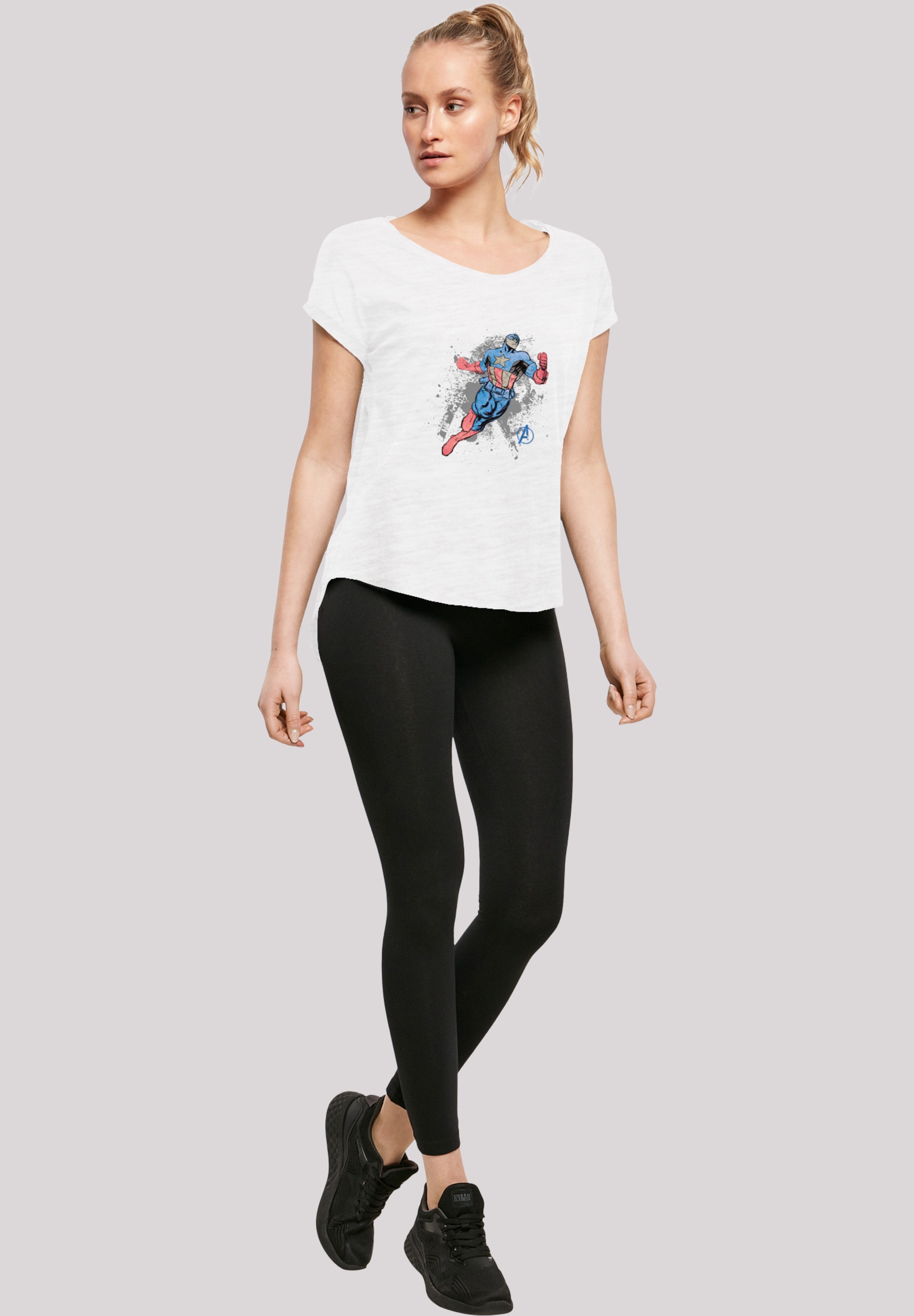F4NT4STIC T-Shirt »Marvel Avengers Captain America Splash«, Damen,Premium Merch,Lang,Longshirt,Logo Print