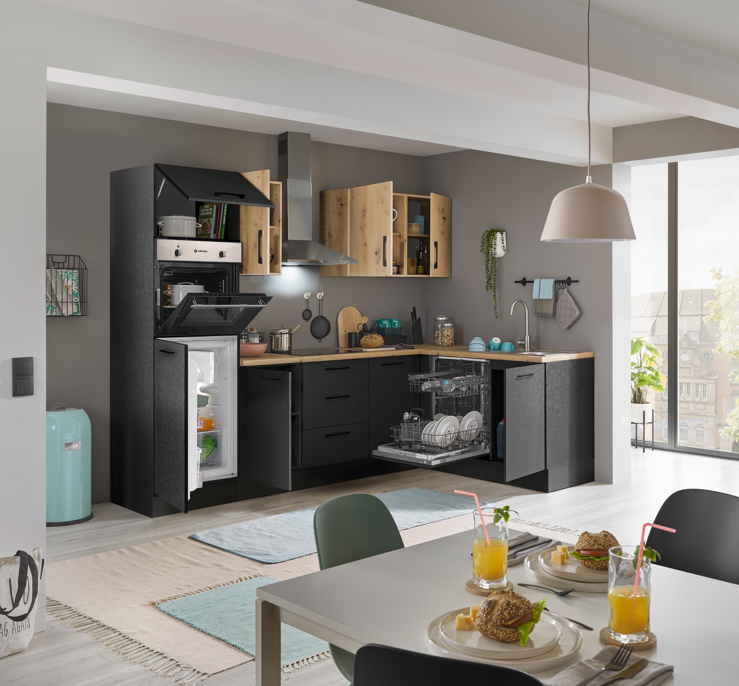 BASIC by Balculina Winkelküche »Turin«, Stellbreite 280x175 cm, wahlweise mit E-Geräten