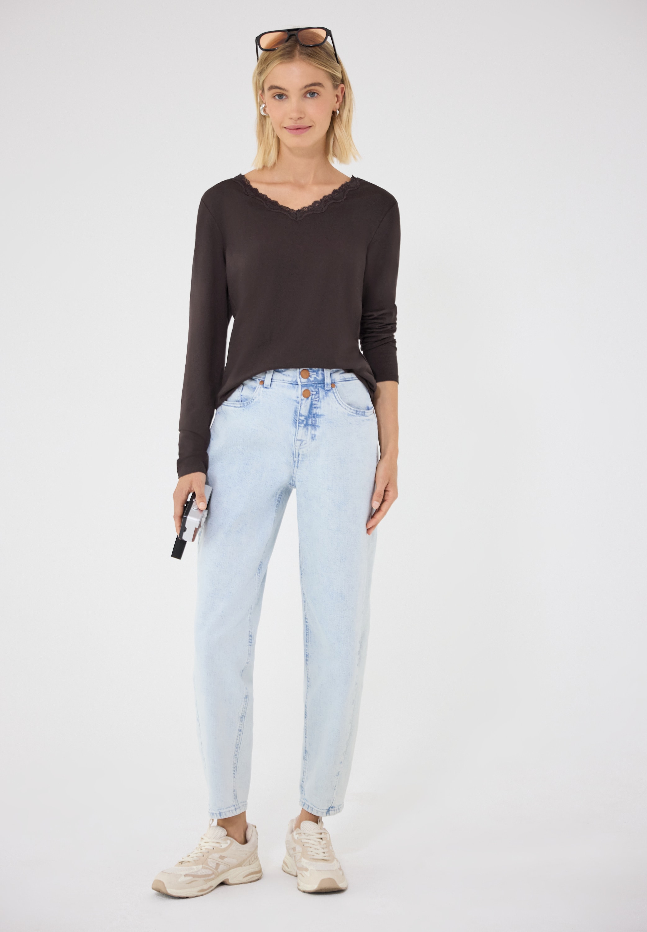 STREET ONE STUDIO Langarmshirt mit Spitzendetails