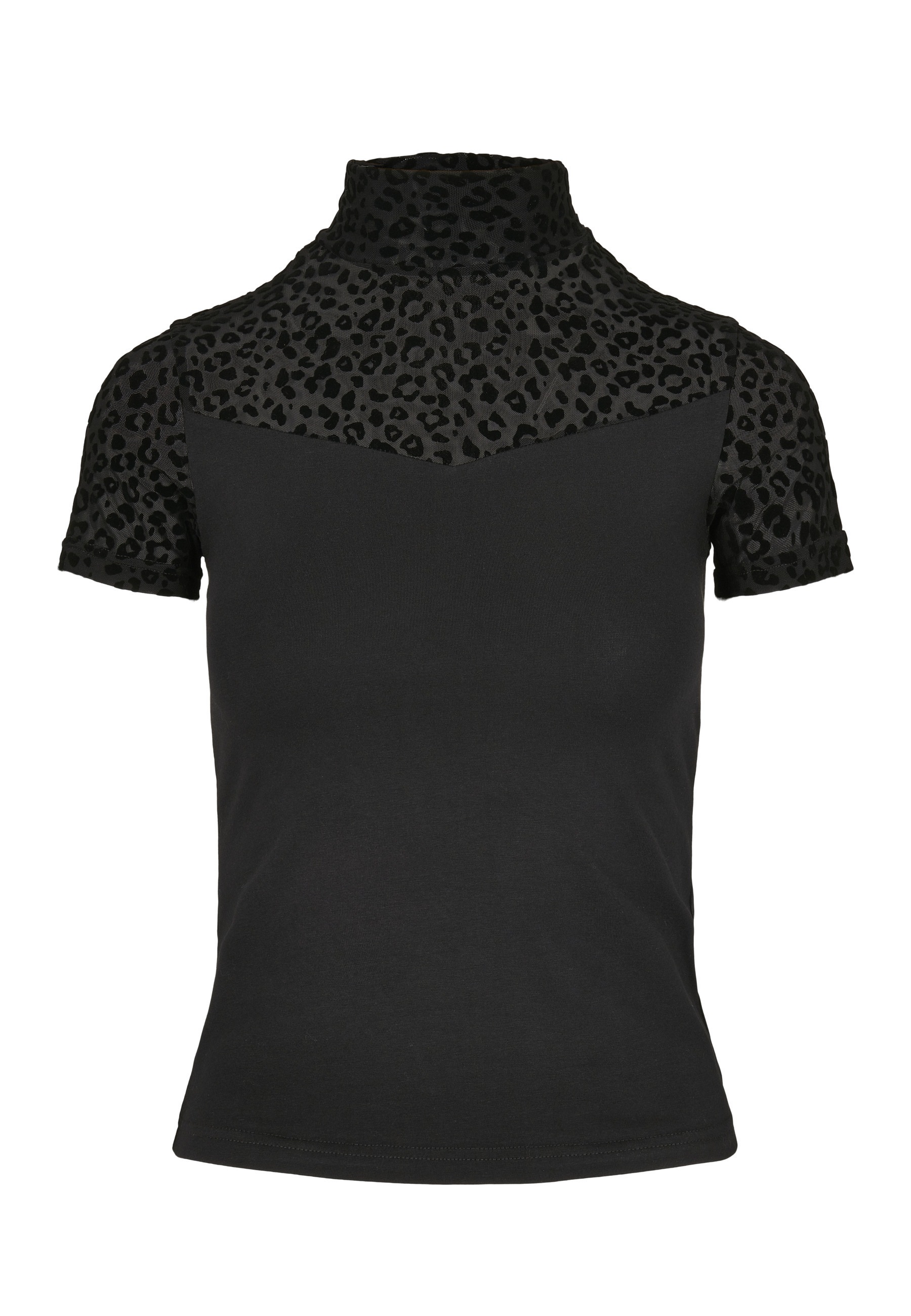 URBAN CLASSICS T-Shirt "Urban Classics Damen Ladies Flock Lace Turtleneck Tee" 1 Stk.
