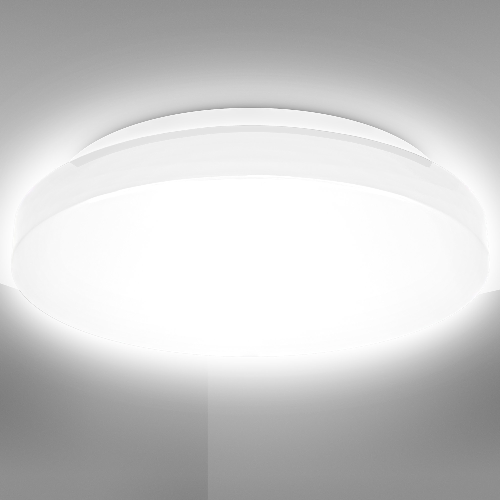 B.K.Licht LED Badlampe Licht, 12W, BAUR flammig-flammig, LED IP44- Ø28,8cm, 1 »BK_DB1296 Spritzwasserschutz«, Bad-Deckenleuchte, 1.200Lm, Deckenleuchte | neutralweißes 4.000K