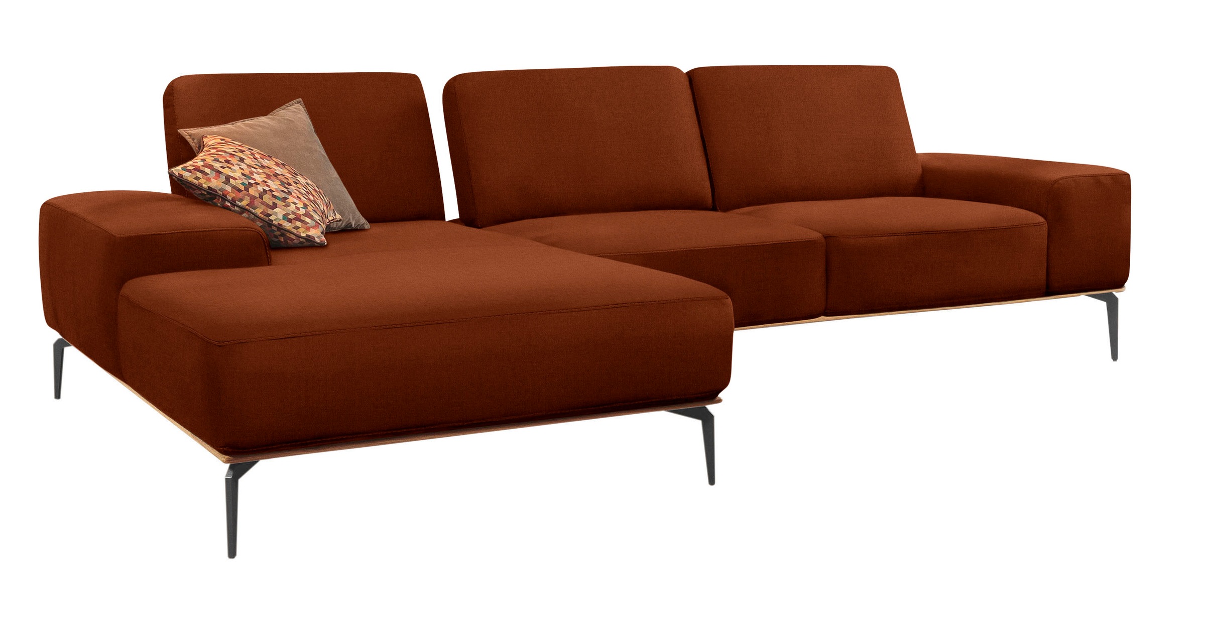 W.SCHILLIG Ecksofa »run, Designsofa mit tollem Sitzkomfort, bequem, L-Form«, mit Holzsockel, Füße in Schwarz pulverbeschichtet, Breite 319 cm