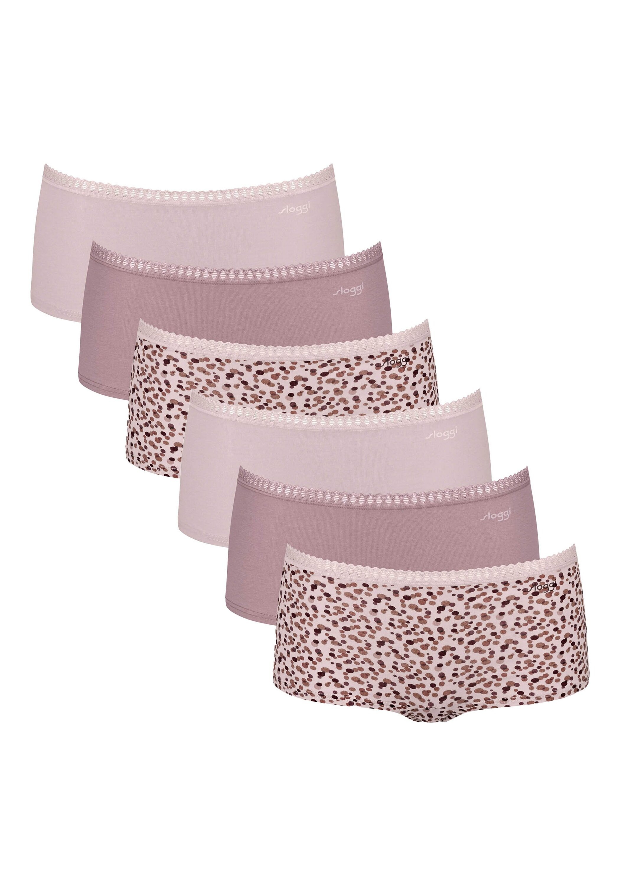SLOGGI Damen Panty "Panty GO Crush Short C6P 6er Pack", Gr. L, rosa, Obermaterial: 95% Baumwolle CO. 5% Elasthan EL., Unterhosen