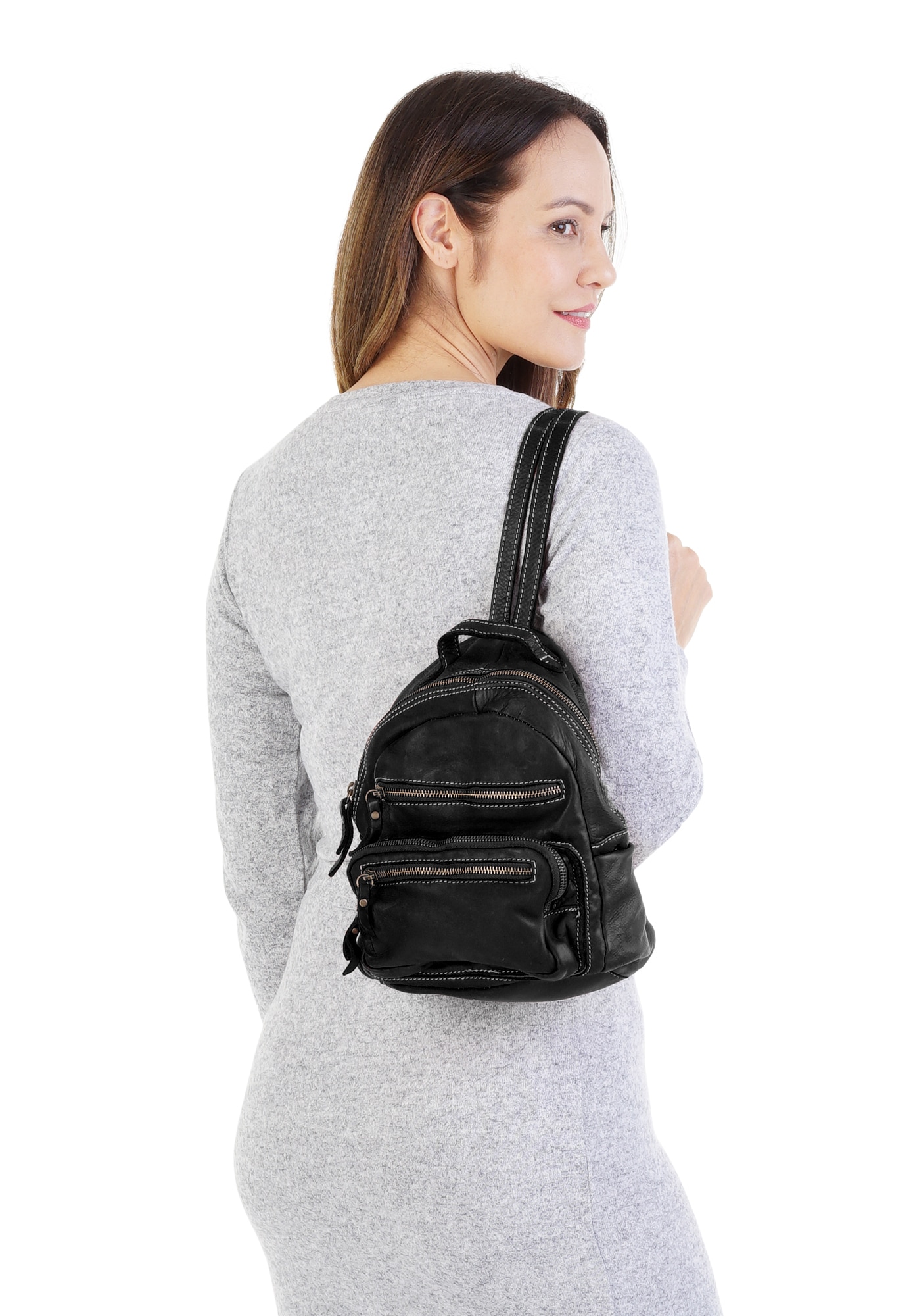 Cluty Cityrucksack, echt Leder, Made in Italy