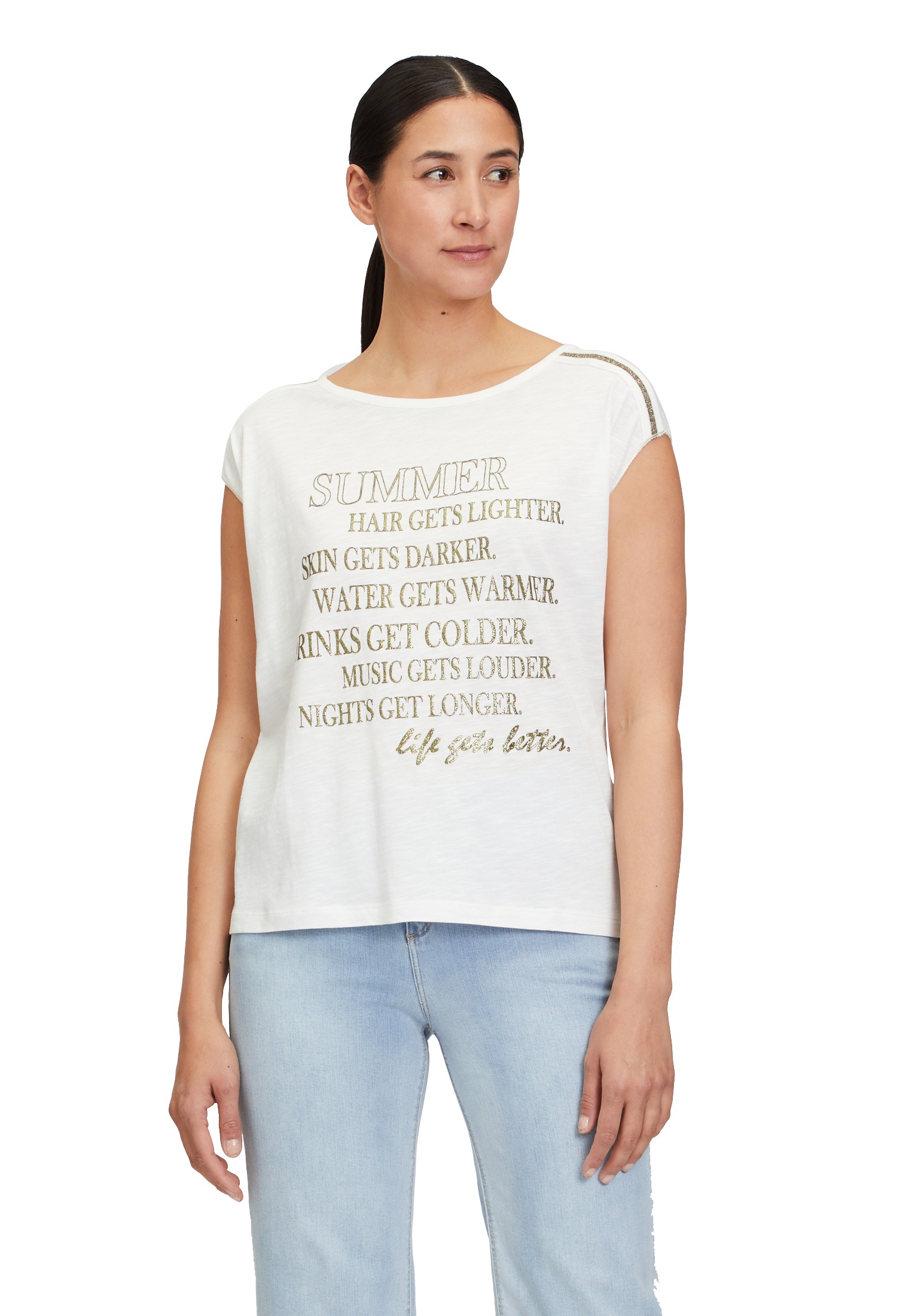 Cartoon Kurzarmshirt "Cartoon Damen Rundhals-Shirt mit Placement", (1 tlg.) günstig online kaufen