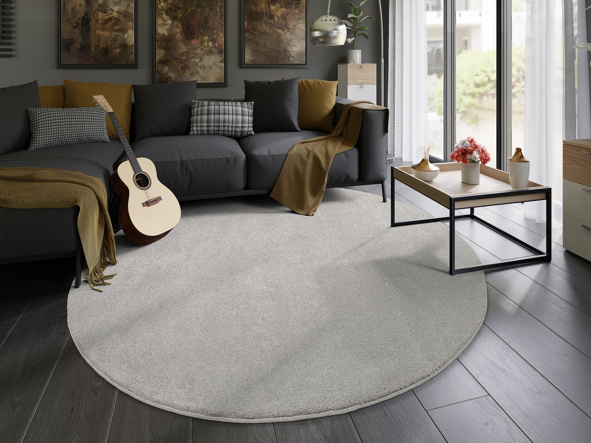 OCI DIE TEPPICHMARKE 1100000002199 "NEW VILLA MELANGE, auch als Läufer und in Rund" rund 20 mm Höhe dichter Shaggy, melierte uni Farben, robuster Hochflor, Wohnzimmer