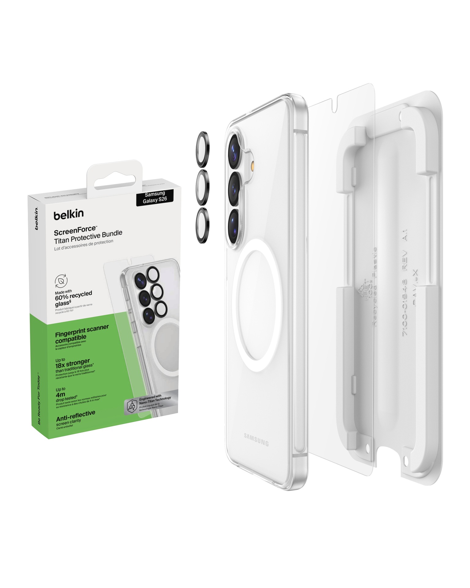 "BELKIN Displayschutzglas ""ScreenForce Titan Schutzset"", transparent, B:12,1cm H:3,2cm T:20mm, Displayfolien, Displayschutzfolie, Bildschirmschutz