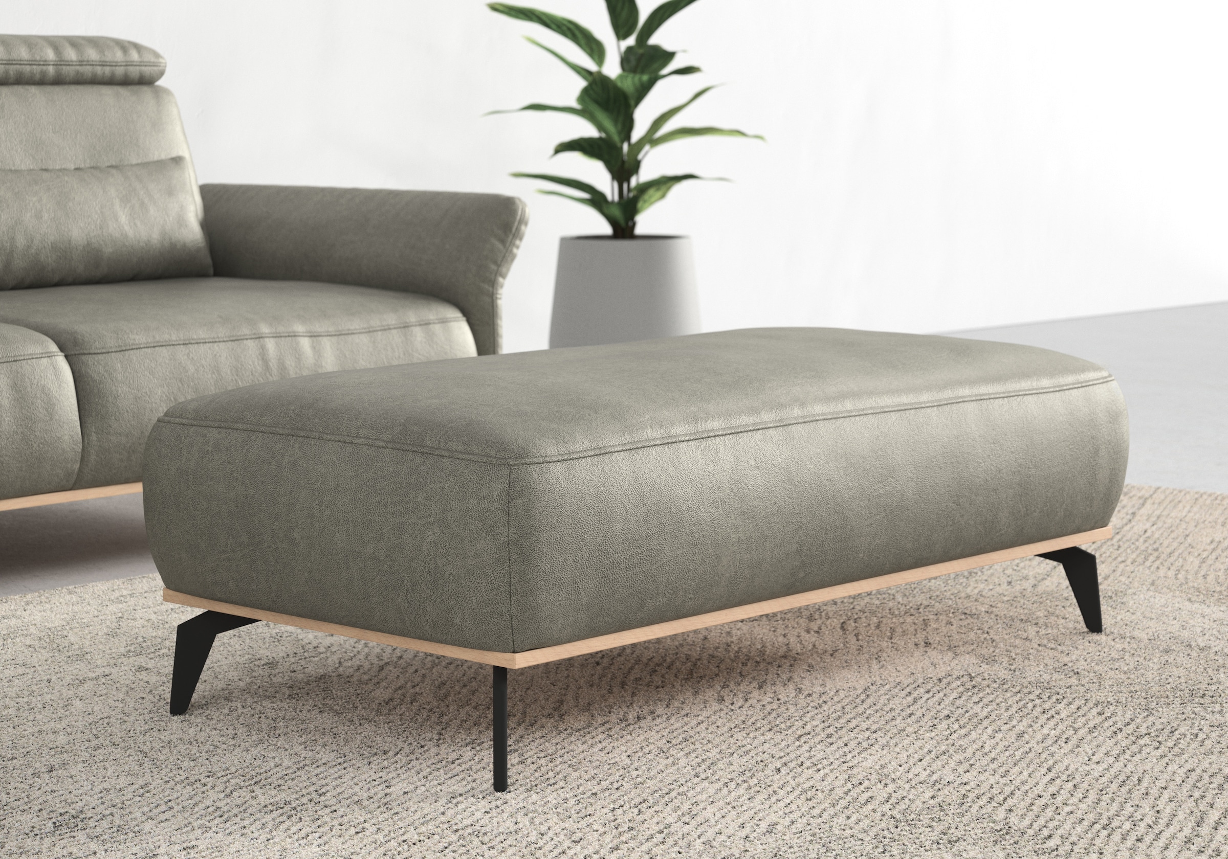 Home affaire Polsterhocker "Fjord" Mit einem Holzrahmen in Buche massiv eic günstig online kaufen