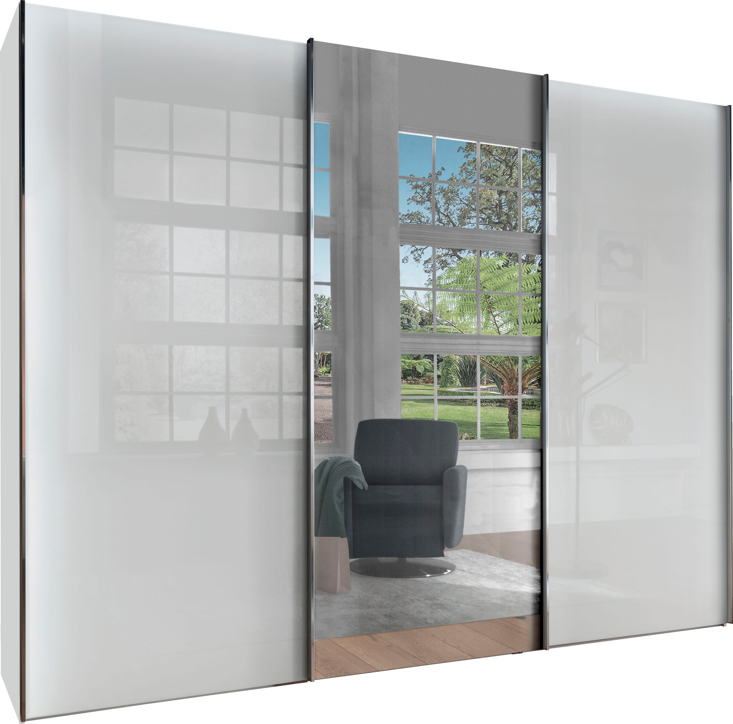WIEMANN "Monaco, Kleiderschrank, Schrank, Wäscheschrank, mit Schiebetüren" 2 Breiten, 2 Höhen 216/236 cm auswählbar, MADE IN GERMANY, hochwertige Glas- und Spiegelfront, variable Inneneinteilung
