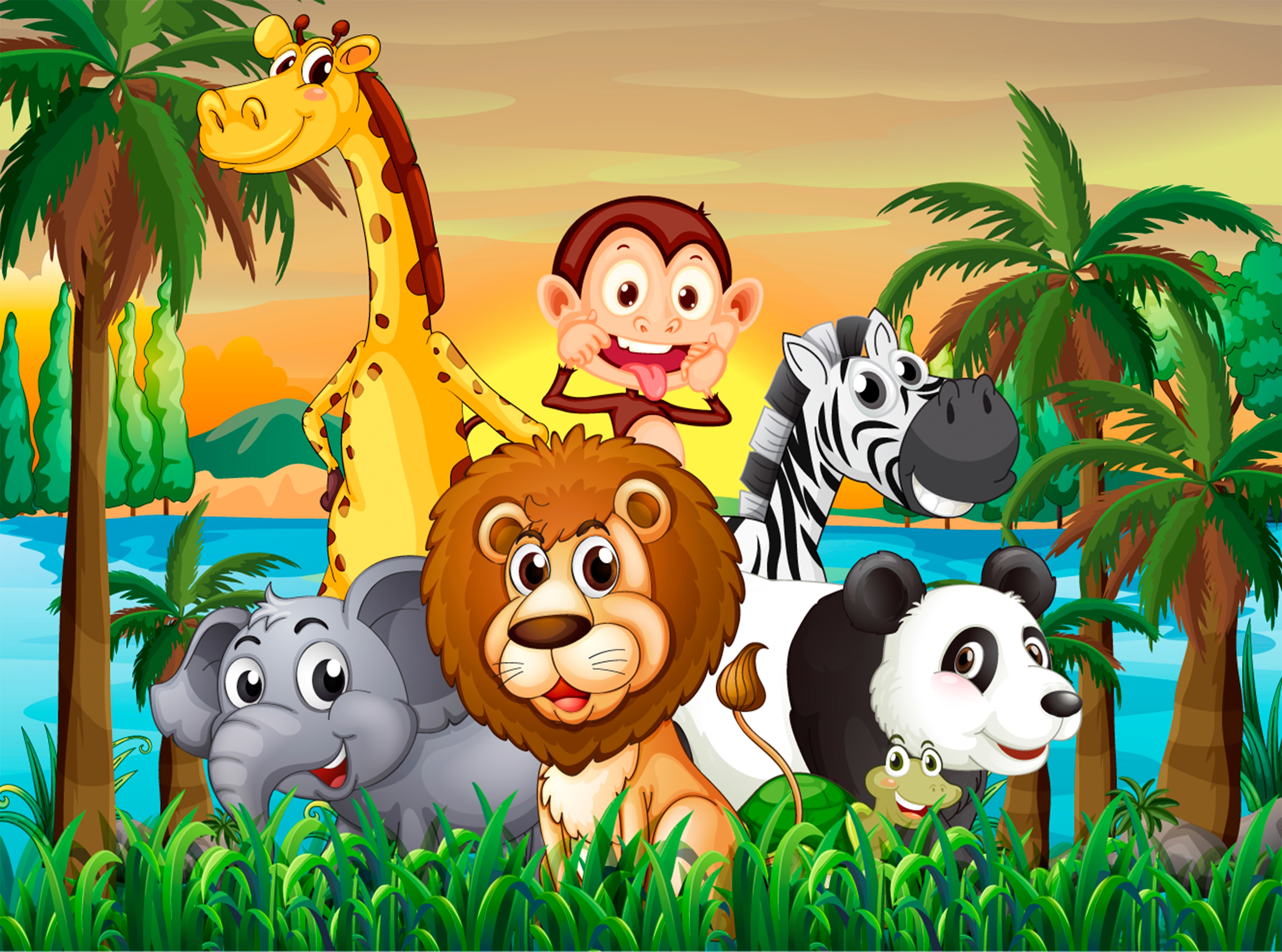 Papermoon Fototapete "Jungle Animals" glatt