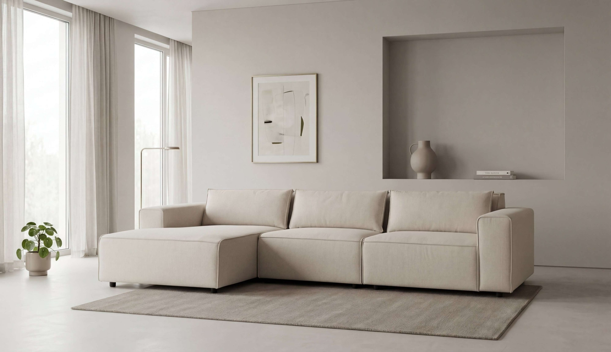 OTTO home Ecksofa "Jorrena, extra weicher Chenille-Stoff" L-Form, 3 Komfortstufen, Breite 316 cm, mit Wellenunterfederung