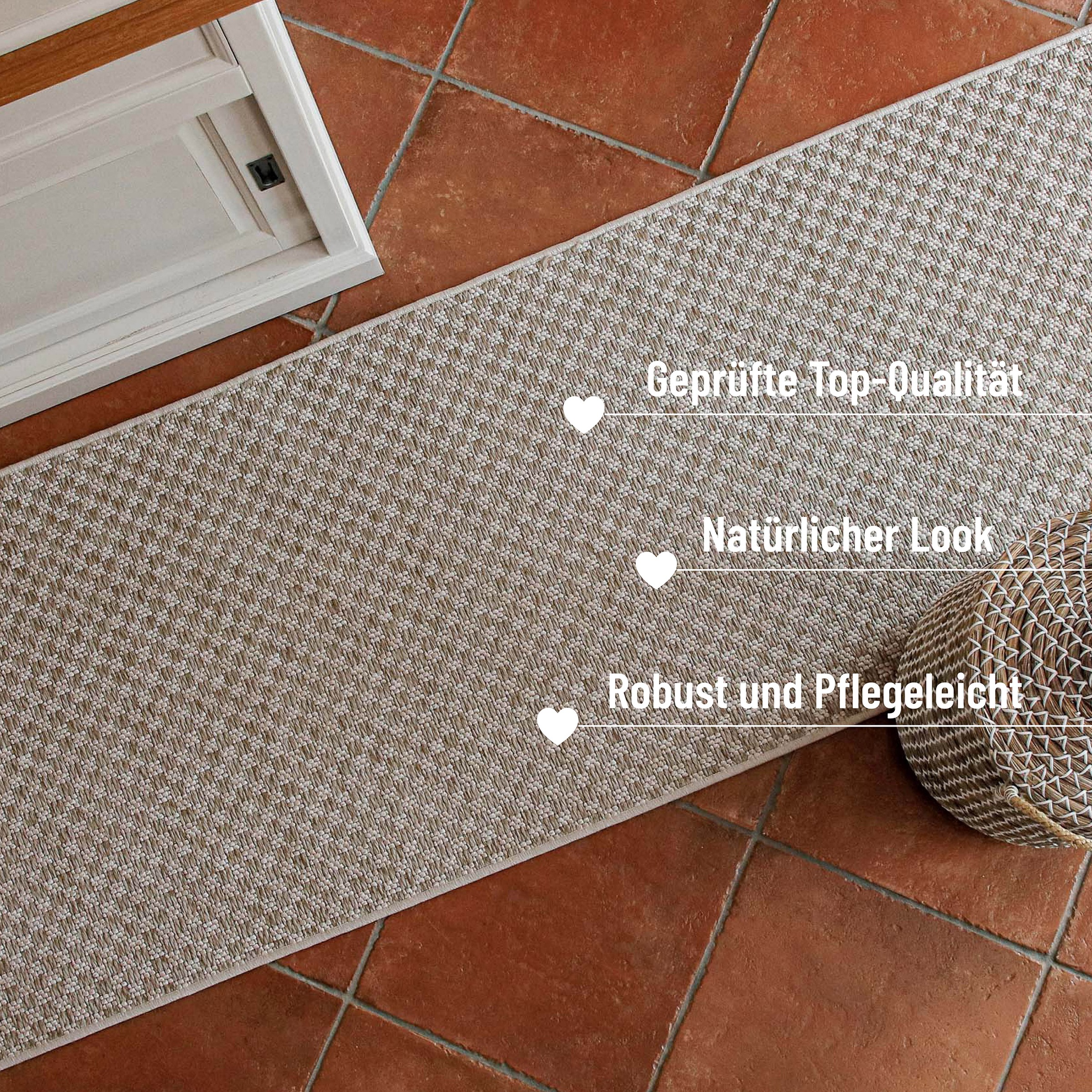 Wecon home Läufer »Miami South Beach« rechteckig 5 mm Höhe In- & Outdoor Teppich, wetterfest, kariert, Balkon, pflegeleicht