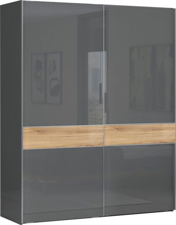 OTTO home "Onyx, Schwebetürenschrank inklusive Innenleben, FSC-zertifiziert" in 3 Breiten: 182, 230 oder 272cm, Höhe 224cm, UV lackiert, hochglänzend anthrazit, mit Soft-Close Funktion