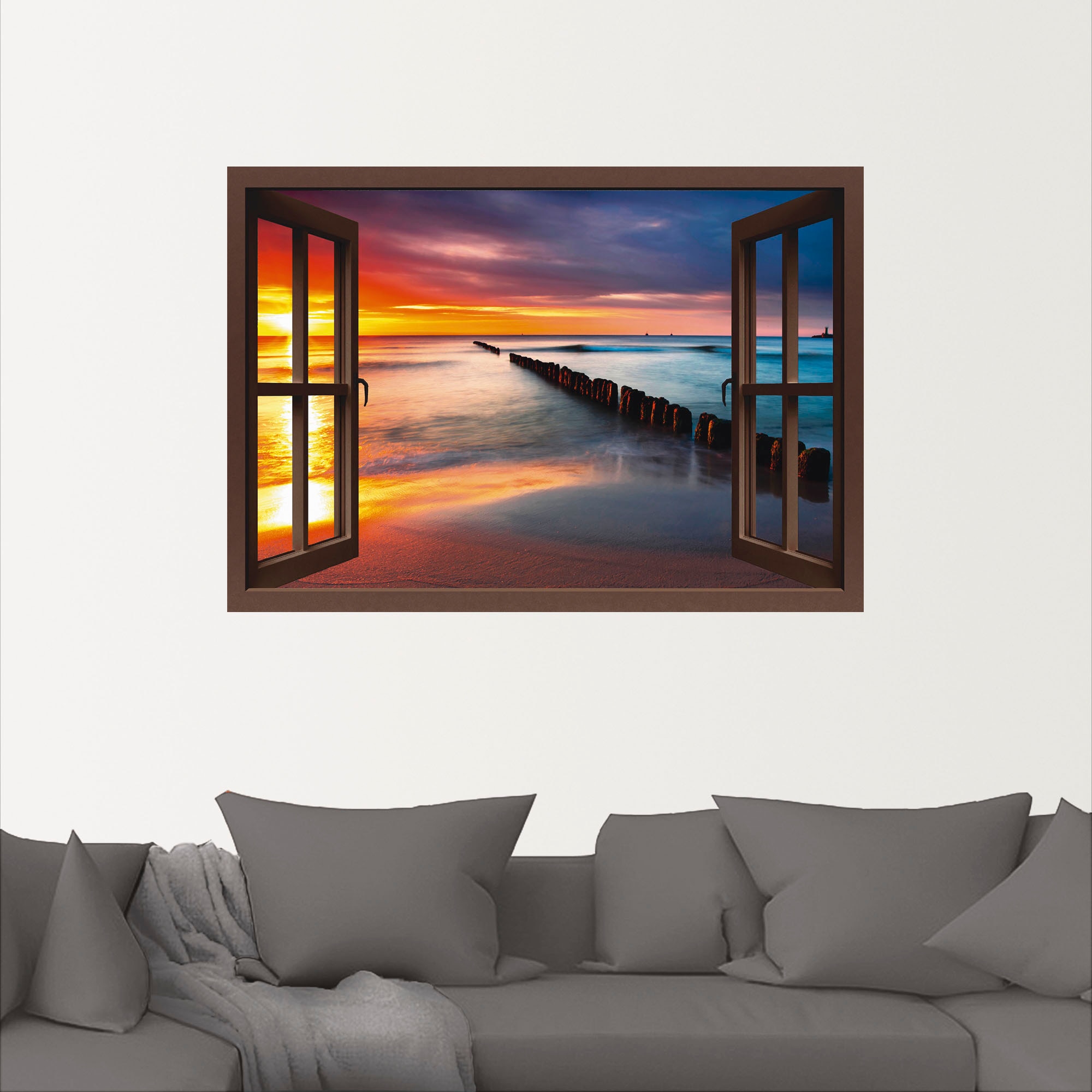 Artland Wandbild "Fensterblick Ostsee mit Sonnenaufgang", Fensterblick, (1 günstig online kaufen