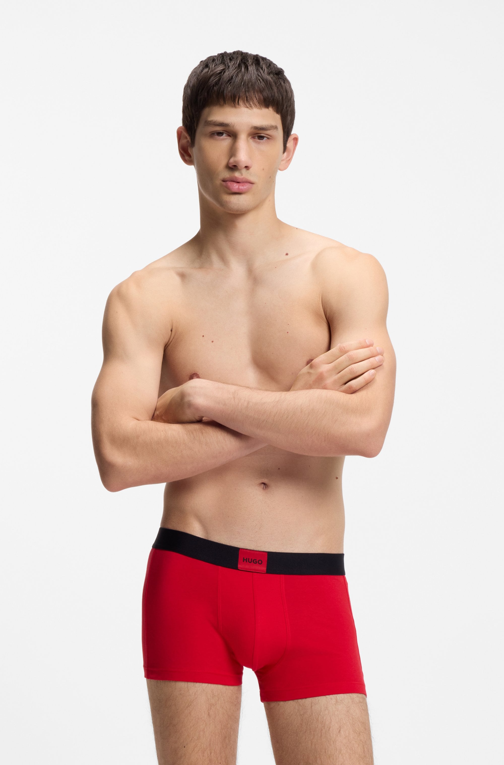 HUGO Underwear Trunk Set, 3 Stk. mit kontrastfarbenen Logobadge