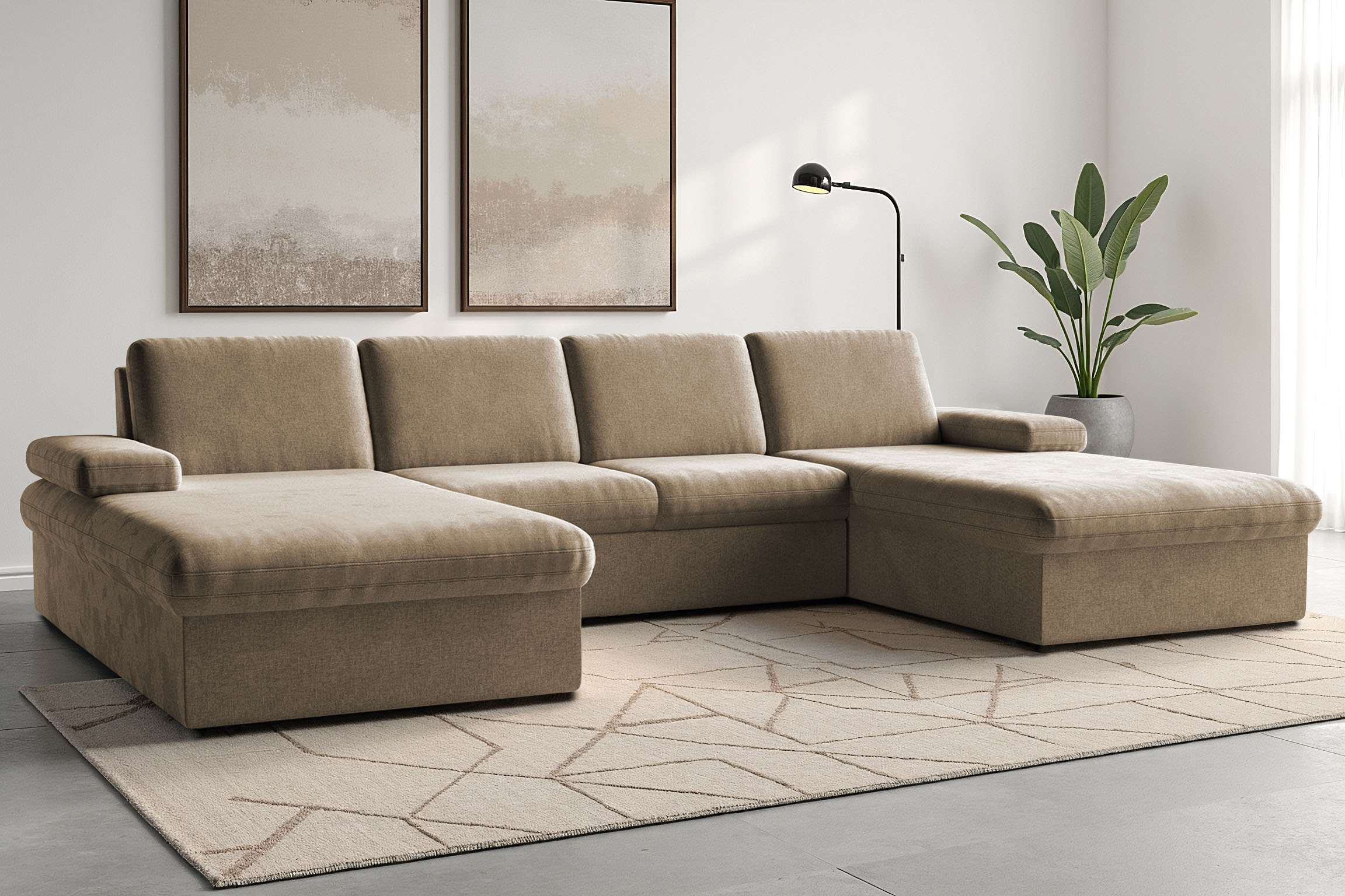 sit&more Wohnlandschaft "Moreno U-Form, B: 309 cm" mit Armteilverstellung, optional Schlaffunktion