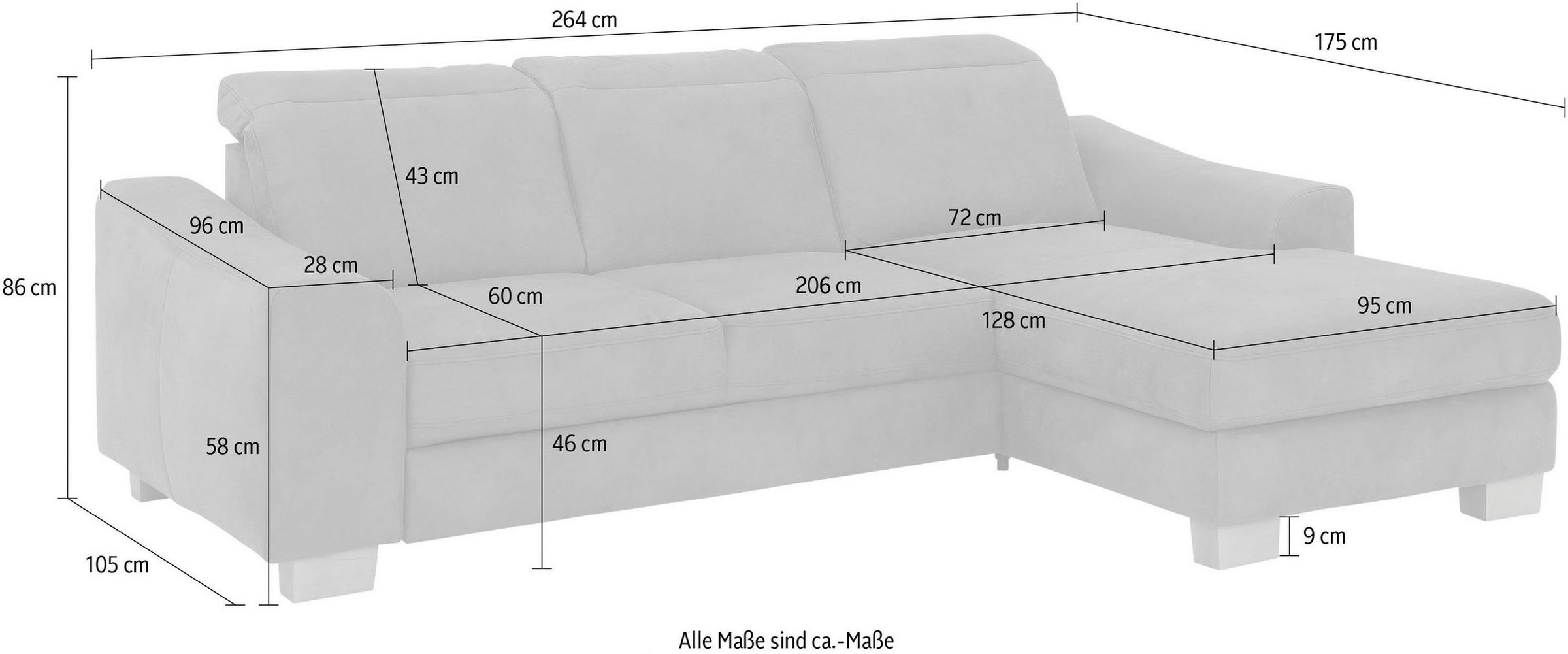 Home affaire Ecksofa »Dundee L-Form« wahlweise mit Kopfteilverstellung und zusätzlich mit Bettfunktion