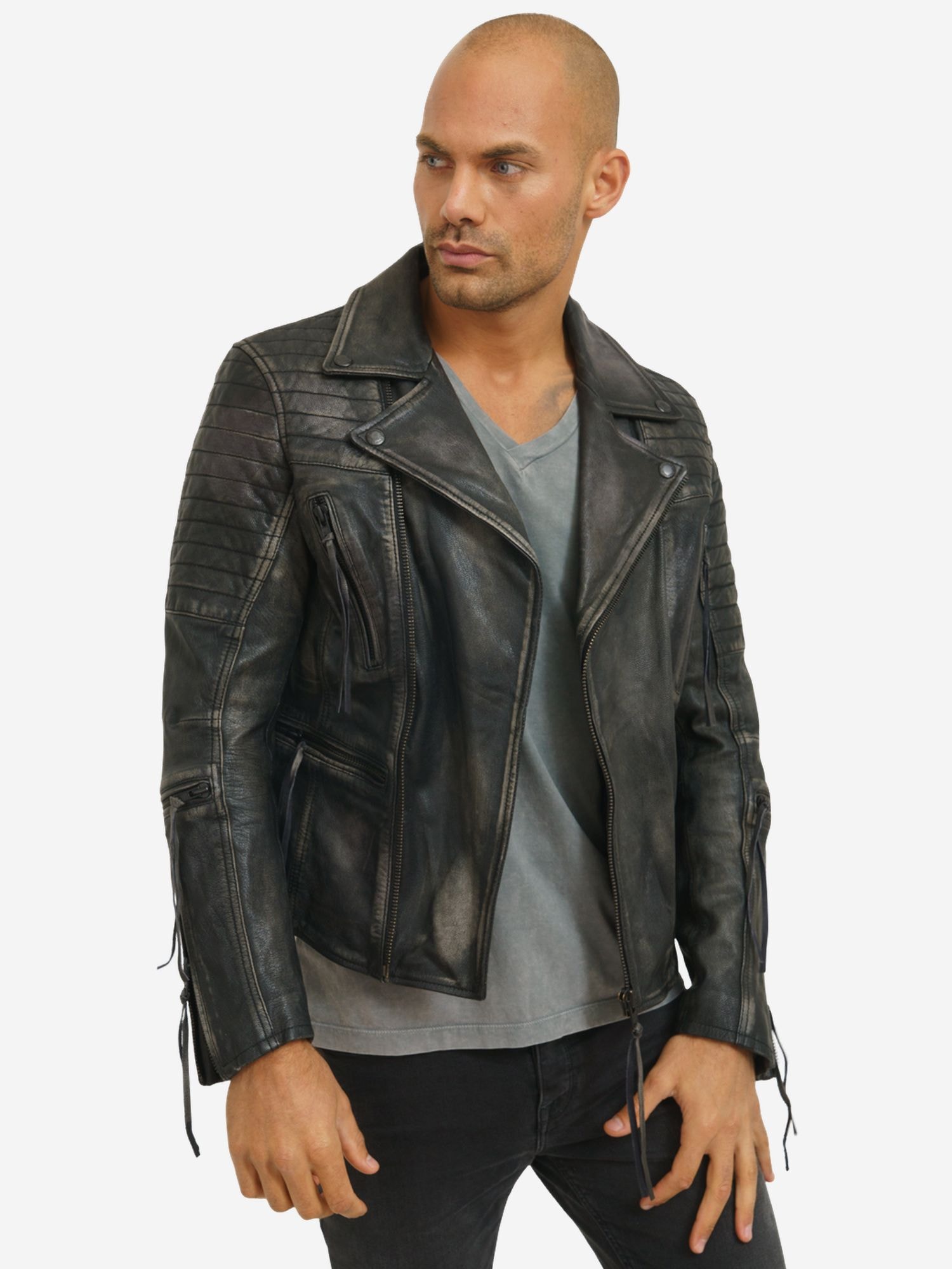 trueprodigy Lederjacke »Bryan mit Waschung und Reißverschlüssen« ohne Kapuze