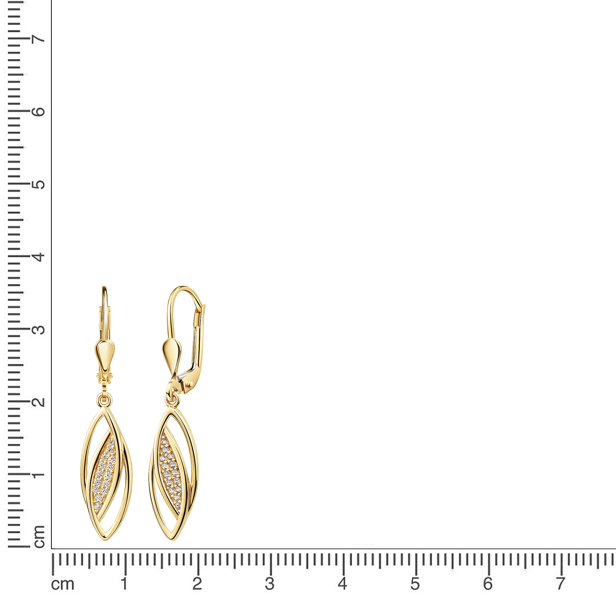 Firetti Paar Ohrhänger »Schmuck Geschenk Gold 375 Ohrschmuck Ohrringe Blatt Tropfen Design« mit Zirkonia (synth.)