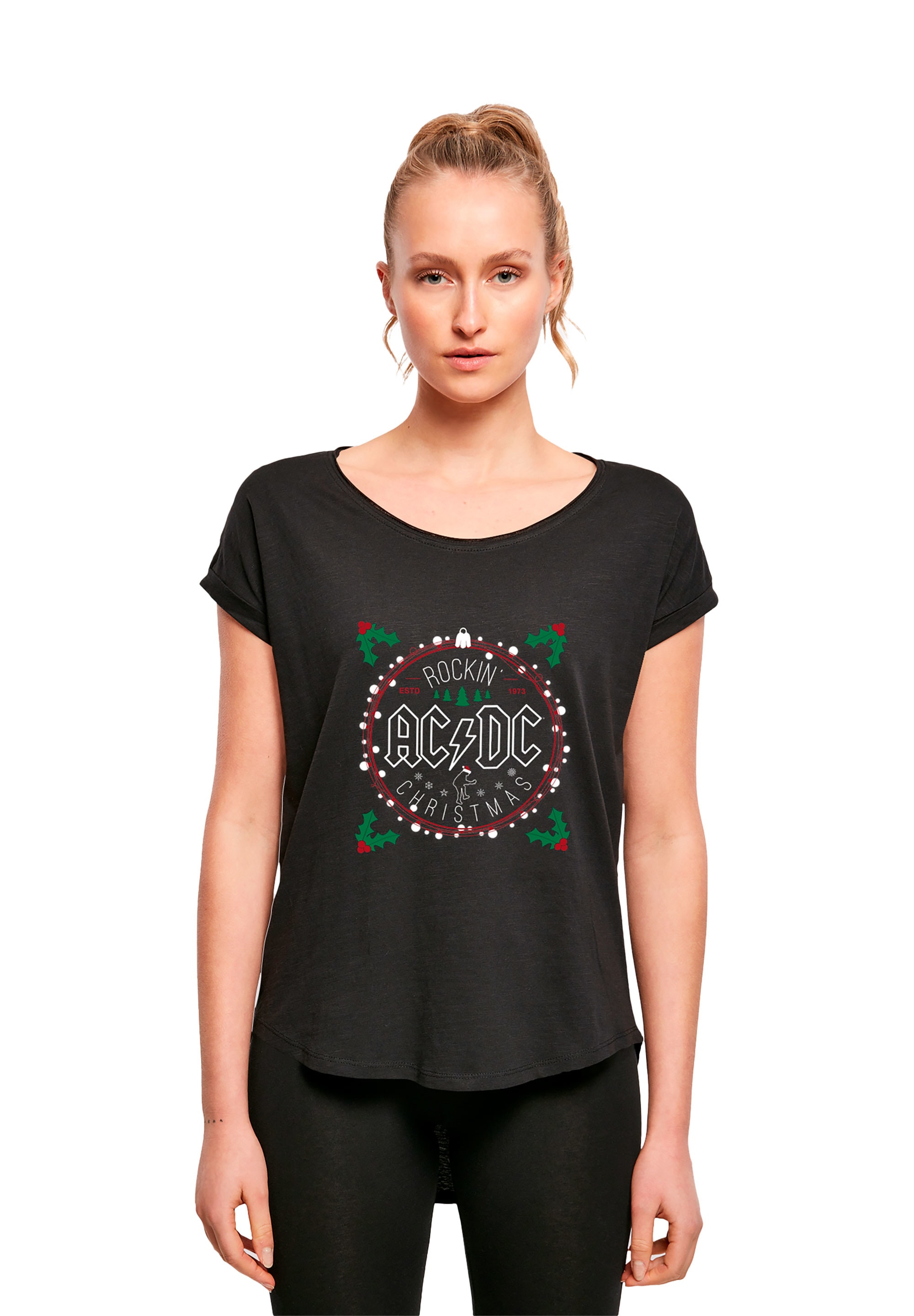 F4NT4STIC T-Shirt »ACDC Rockin Christmas - Premium Rock Metal Musik Fan  Merch«, Damen,Premium Merch,Lang,Longshirt,Bandshirt für kaufen | BAUR