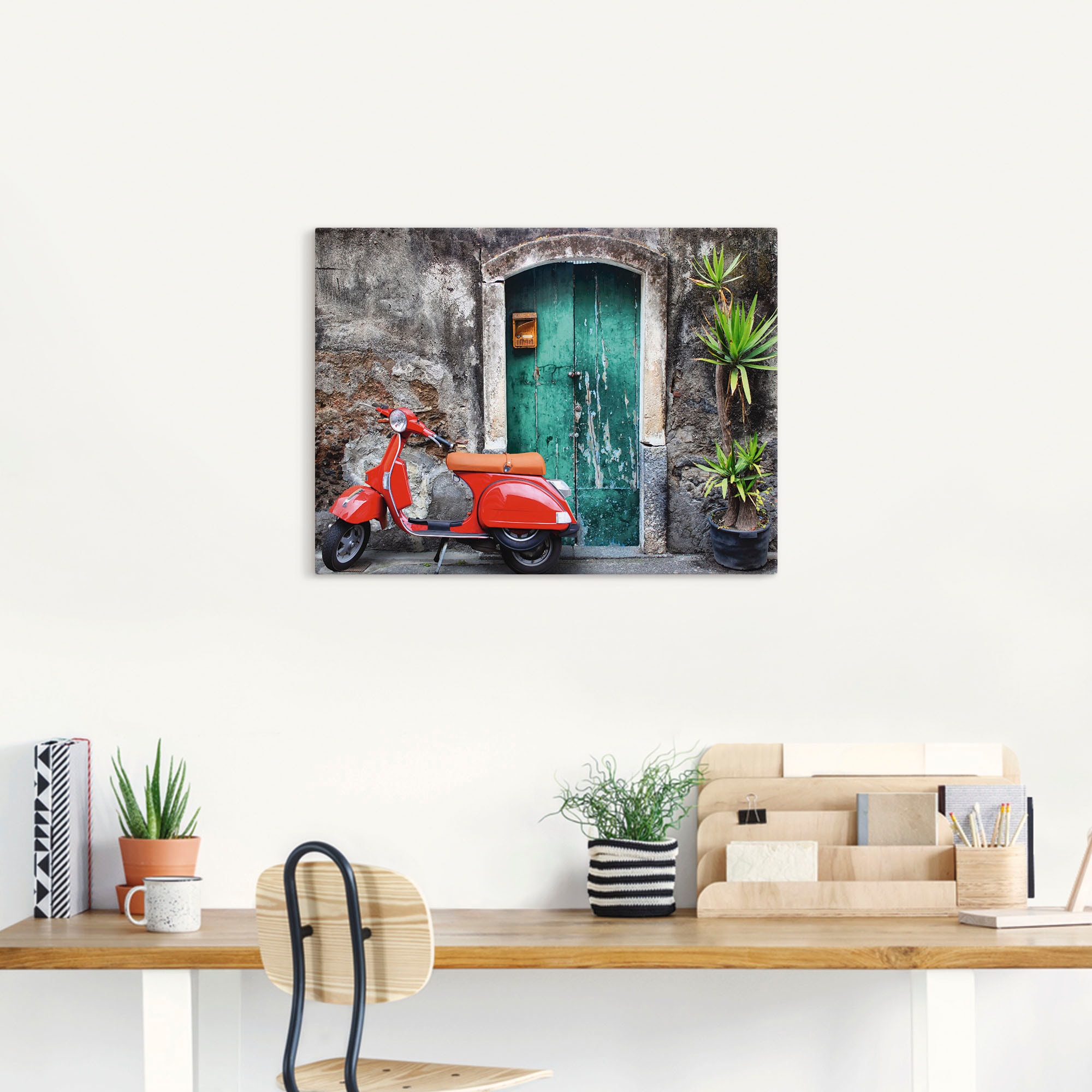 Artland Wandbild »Roter Motorroller«, Motorräder & Roller, (1 St.), als Alubild, Outdoorbild, Leinwandbild, Poster in verschied. Größen