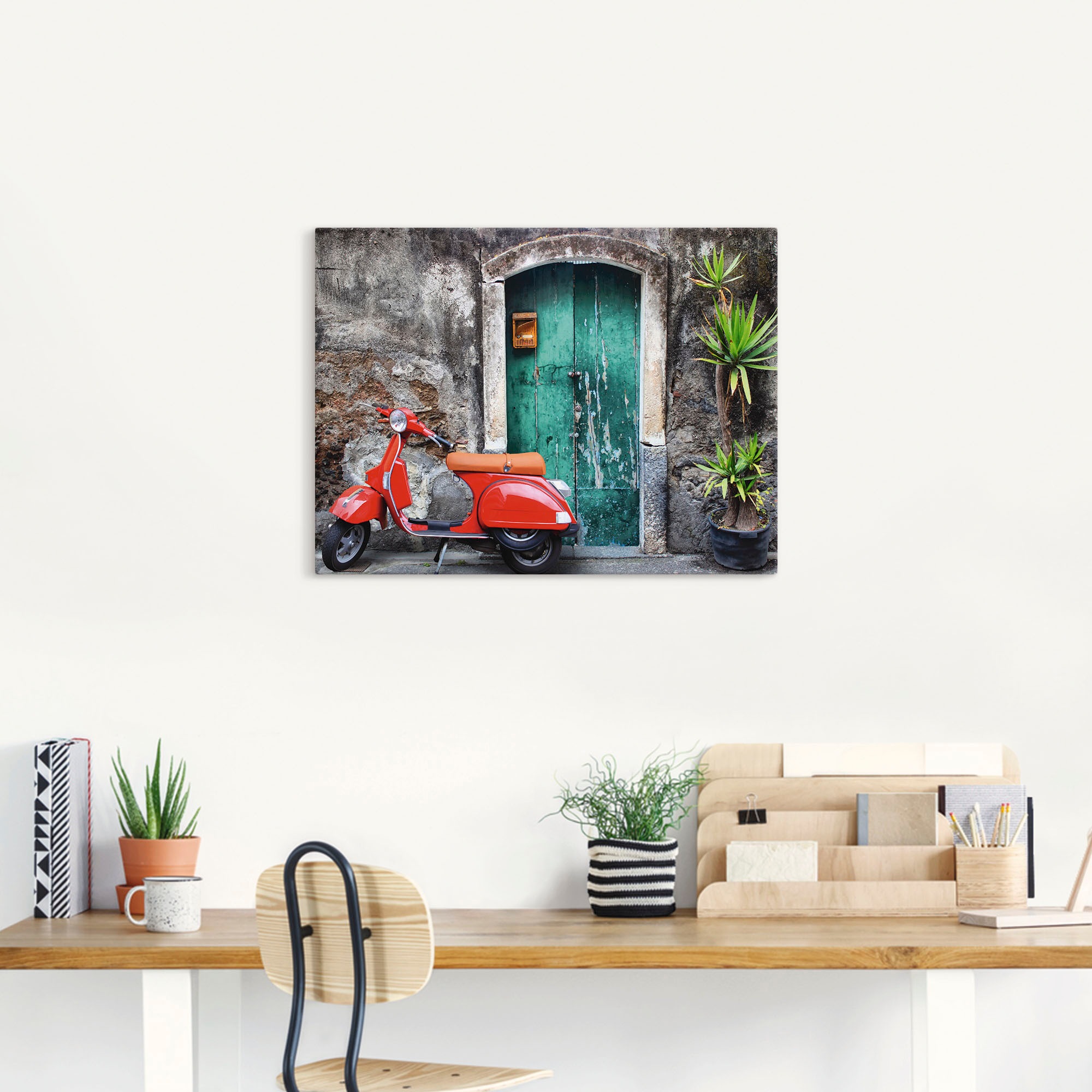 Artland Wandbild "Roter Motorroller", Motorräder & Roller, (1 St.), als Alu günstig online kaufen