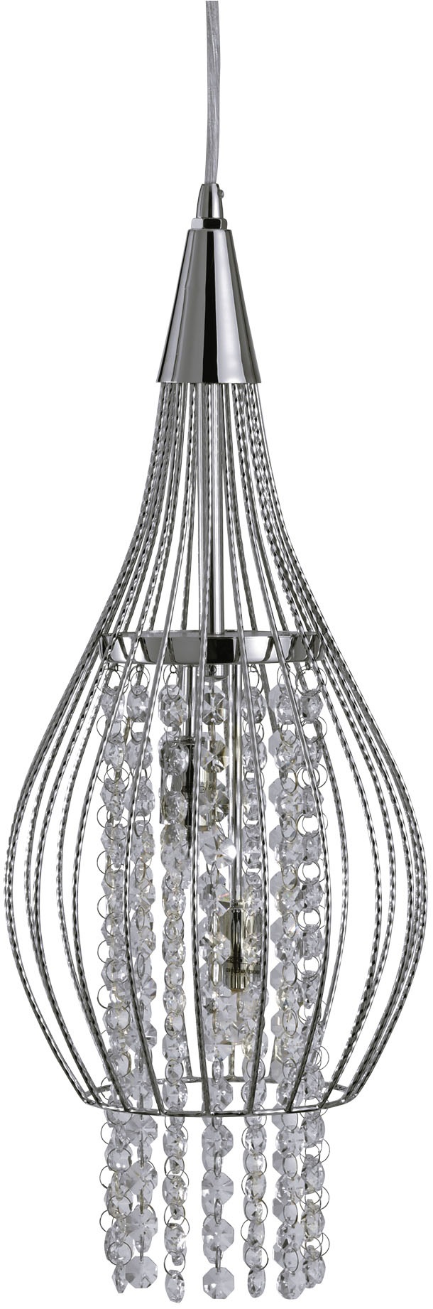 SEARCHLIGHT Hängeleuchte "Rocket 2Lt Pendant - Chrome Metal & Crystal", chrom, 2, Ø 19cm H: 48cm, 1 Stk., Leuchten, Hängeleuchte 2