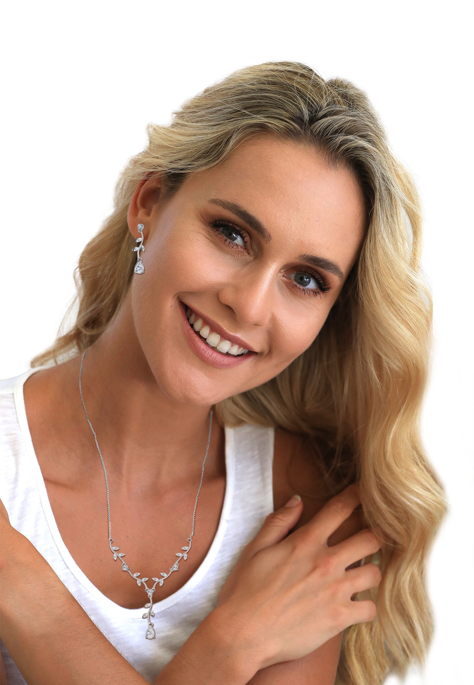 Elli Schmuckset »Blumenranke Zirkonia 925 Sterling Silber« ()