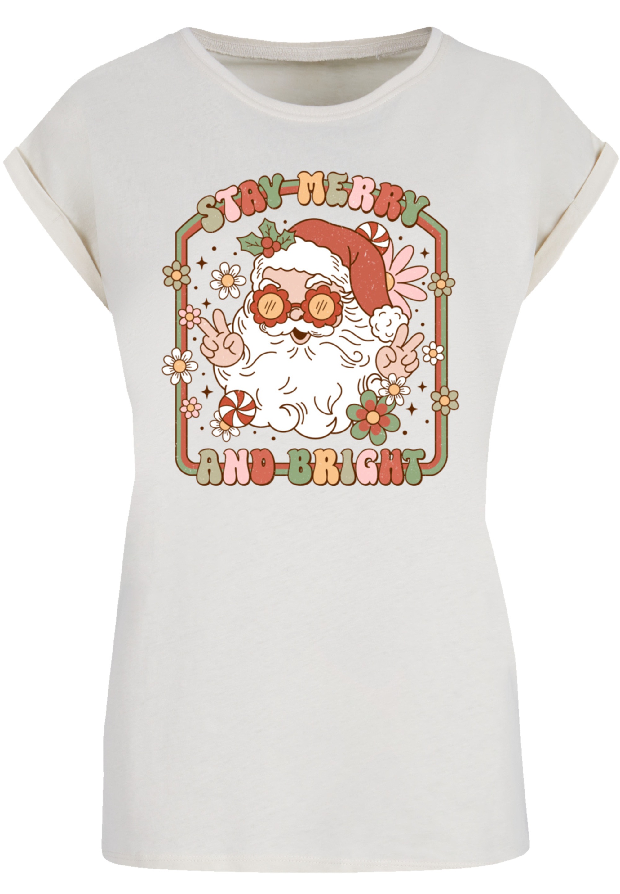 F4NT4STIC T-Shirt »Stay Merry And Bright Hippie Santa«, Premium Qualität, Weihnachts-Kollection