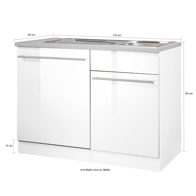 Black Friday wiho Küchen Spülenschrank »Chicago«, 110 cm breit, inkl.  Tür/Sockel für Geschirrspüler | BAUR