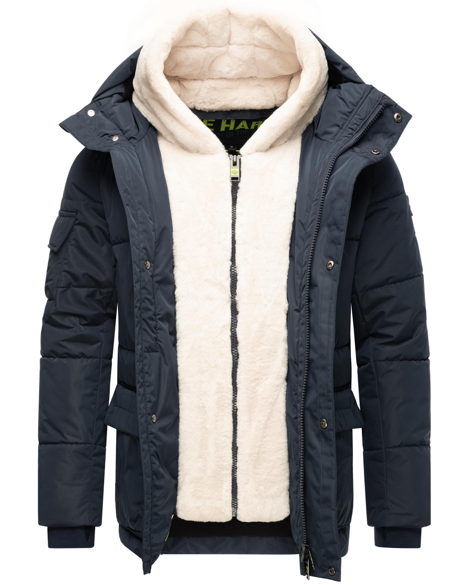 Stone Harbour Winterjacke »Lauroo XX«, mit Kapuze, urbane Herren Steppjacke mit kuscheligem Kunstpelz-Kragen