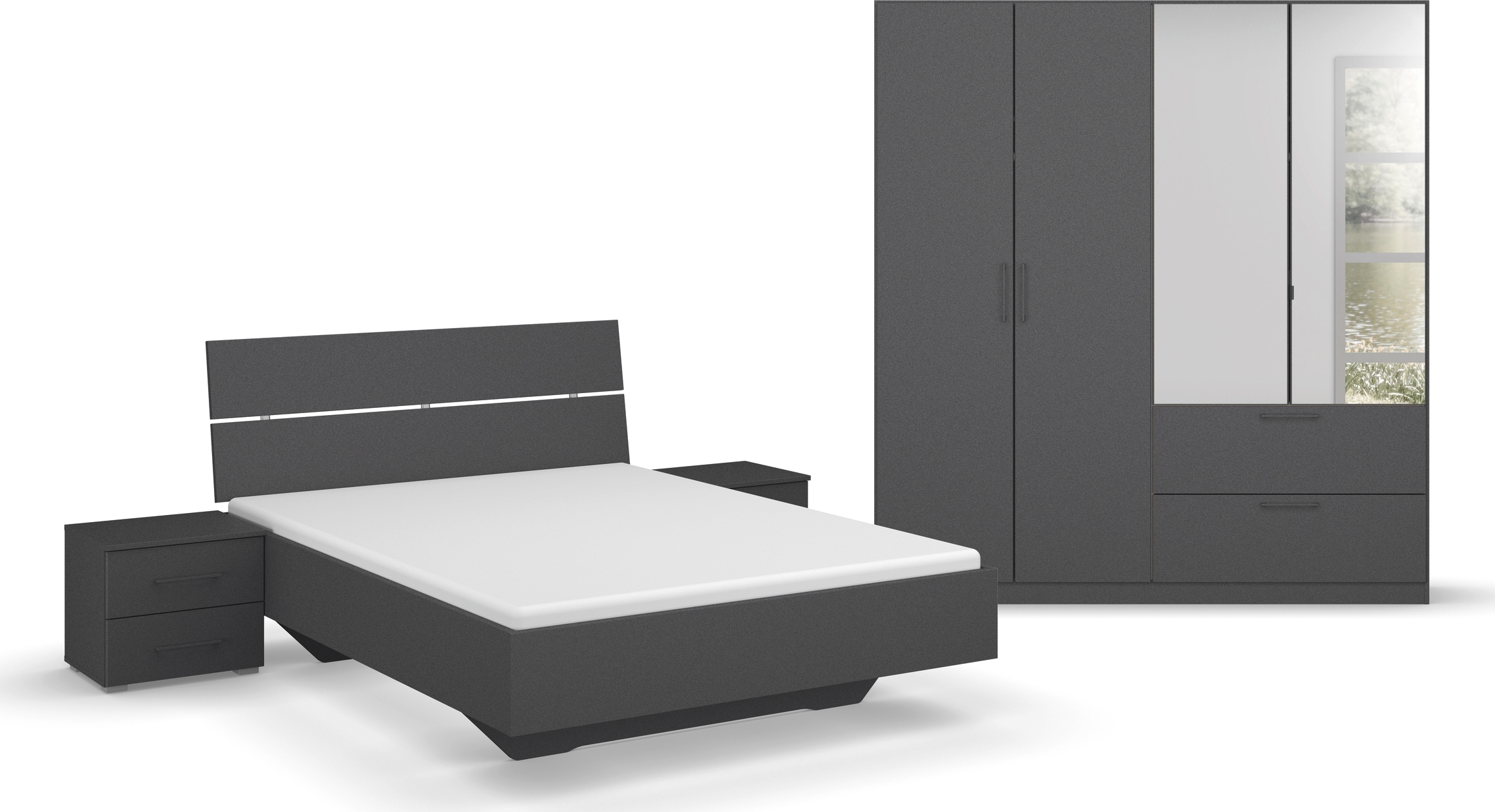 Schlafzimmer-Set »Challenger«, Schrank mit Spiegel in 2 Breiten, Bett in 3 Breiten und...