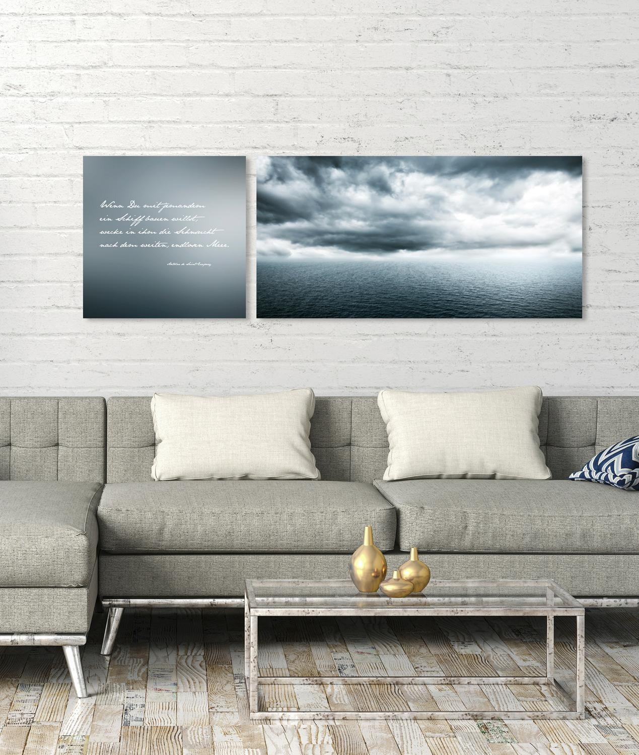 queence Leinwandbild "Endloses Meer", Meer-Meer Bilder-Kunst-Modern-Spa-Spa günstig online kaufen