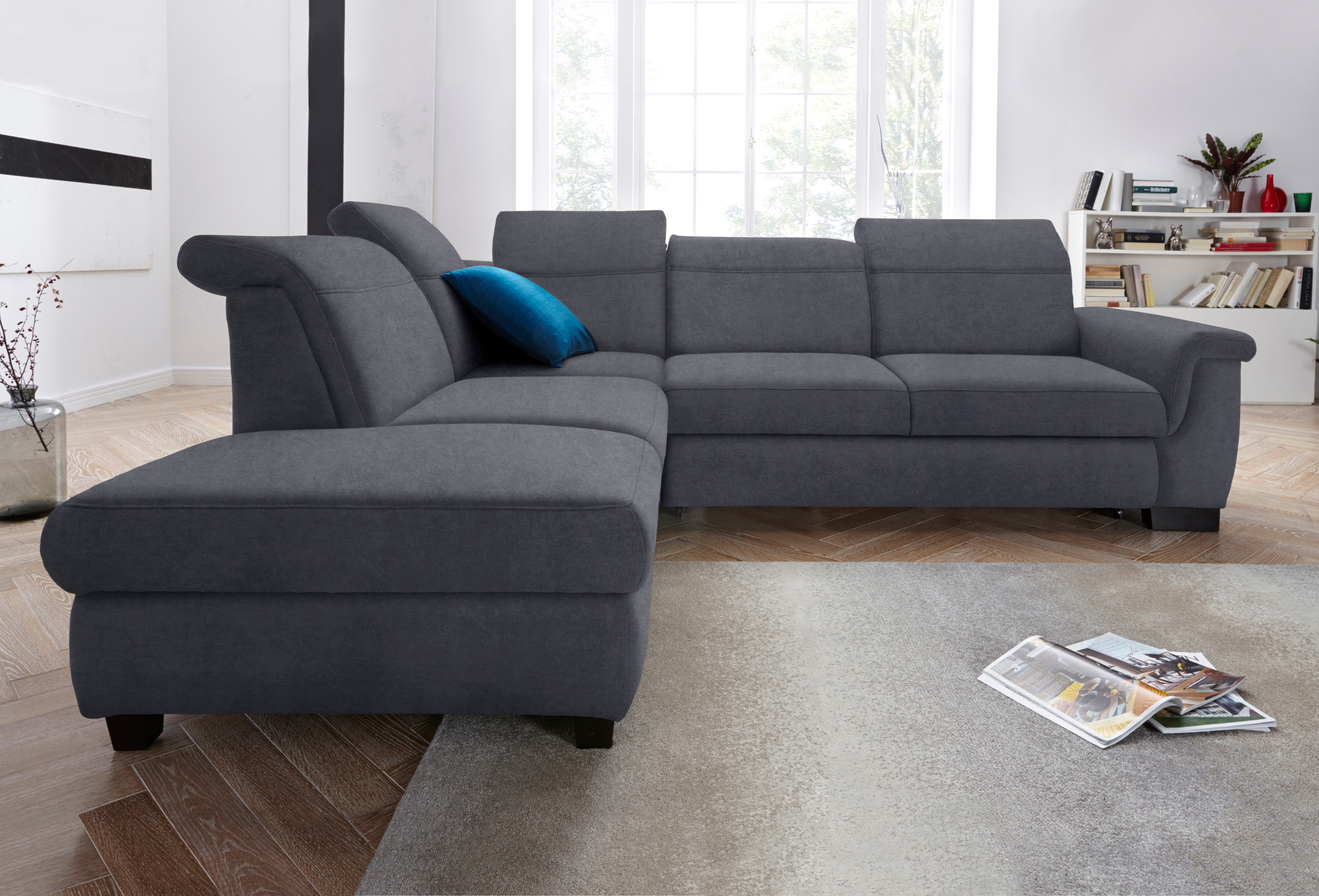 DOMO collection Ecksofa "Sully komfortables Sofa, L-Form" wahlweise mit Bettfunktion und Kopf- bzw. Rückenverstellung