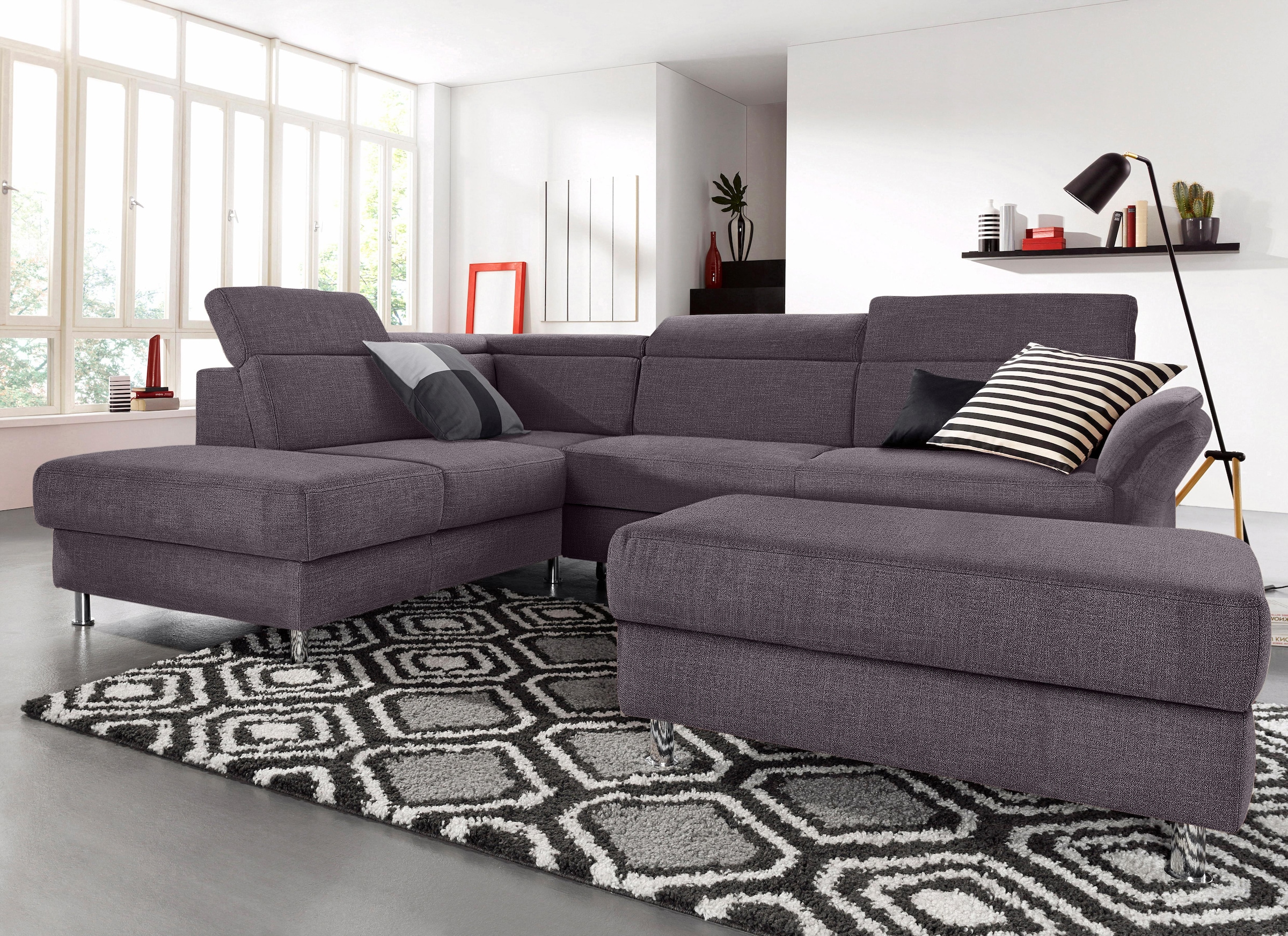 sit&more Ecksofa "Avignon L-Form" inklusive Kopfteilverstellung, wahlweise mit Schlaffunktion