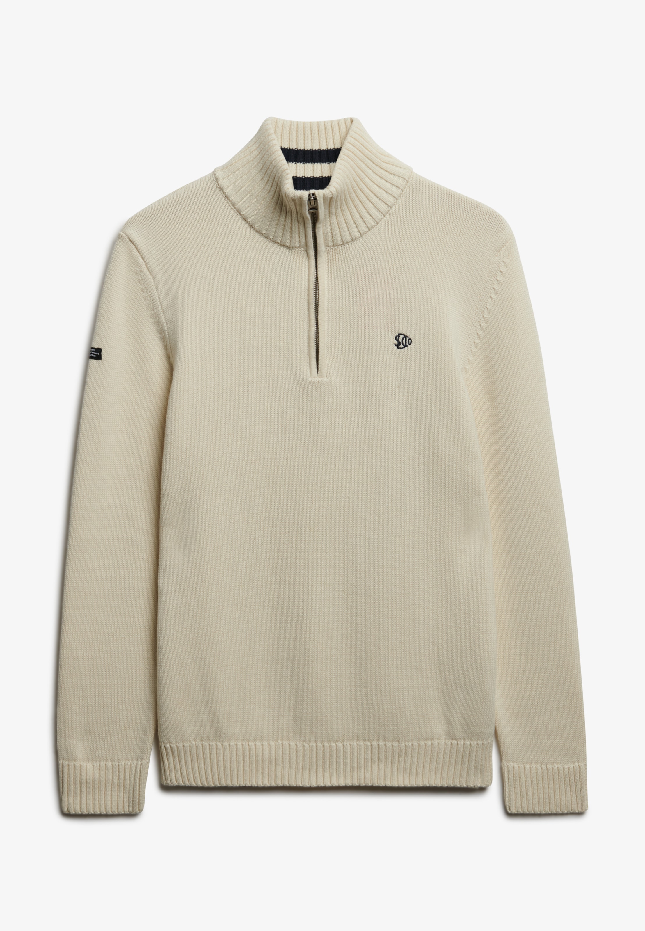 Superdry Strickpullover »COTTON KNIT HENLEY« aus Baumwolle, Slim Fit, mit Stehkragen, hüftlange Form, pflegeleicht