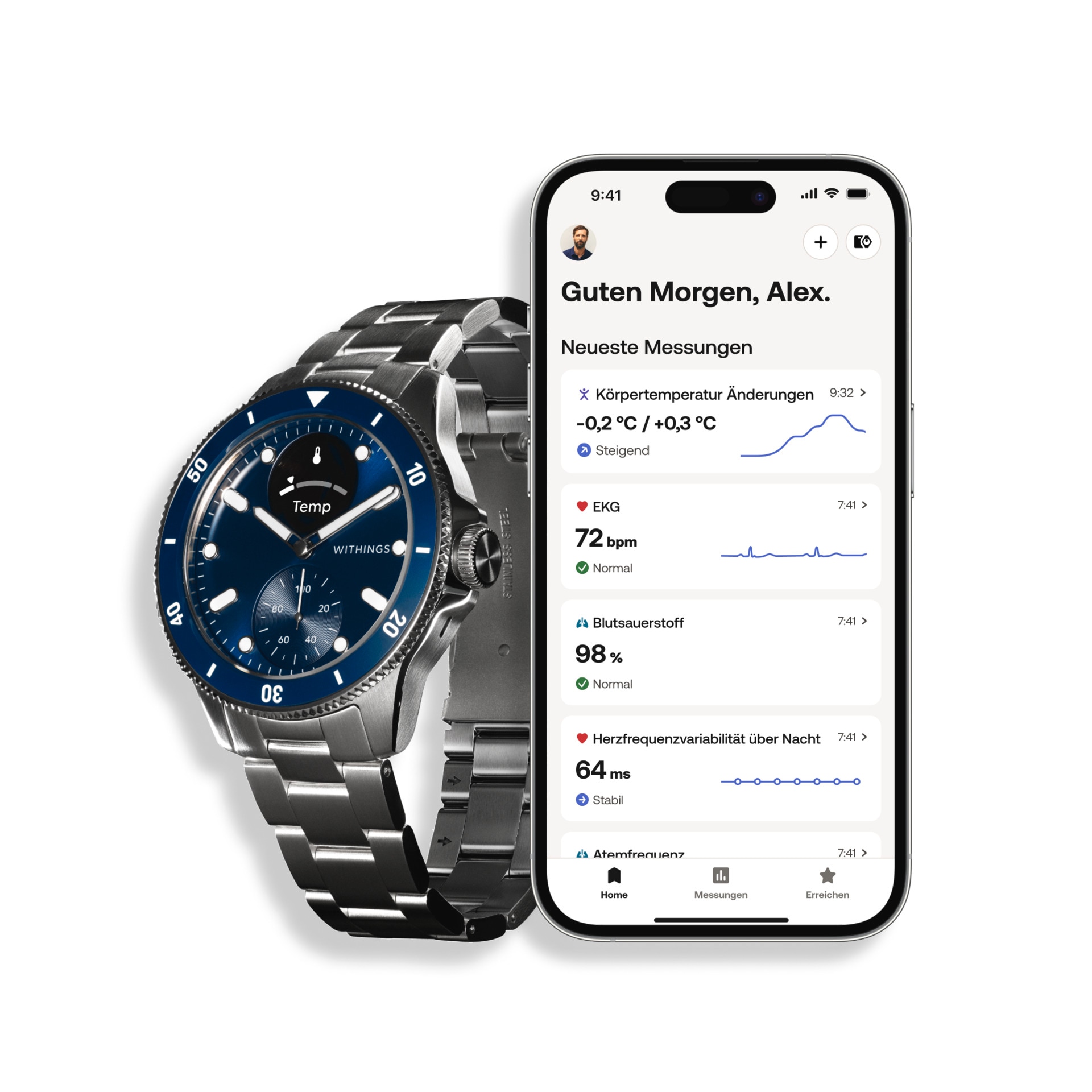 Withings Smartwatch »ScanWatch Nova«, (1,6 cm / 0,63 Zoll), Proprietär, EKG, Körpertemperaturmessung, Taucheruhr Design, 10 ATM)