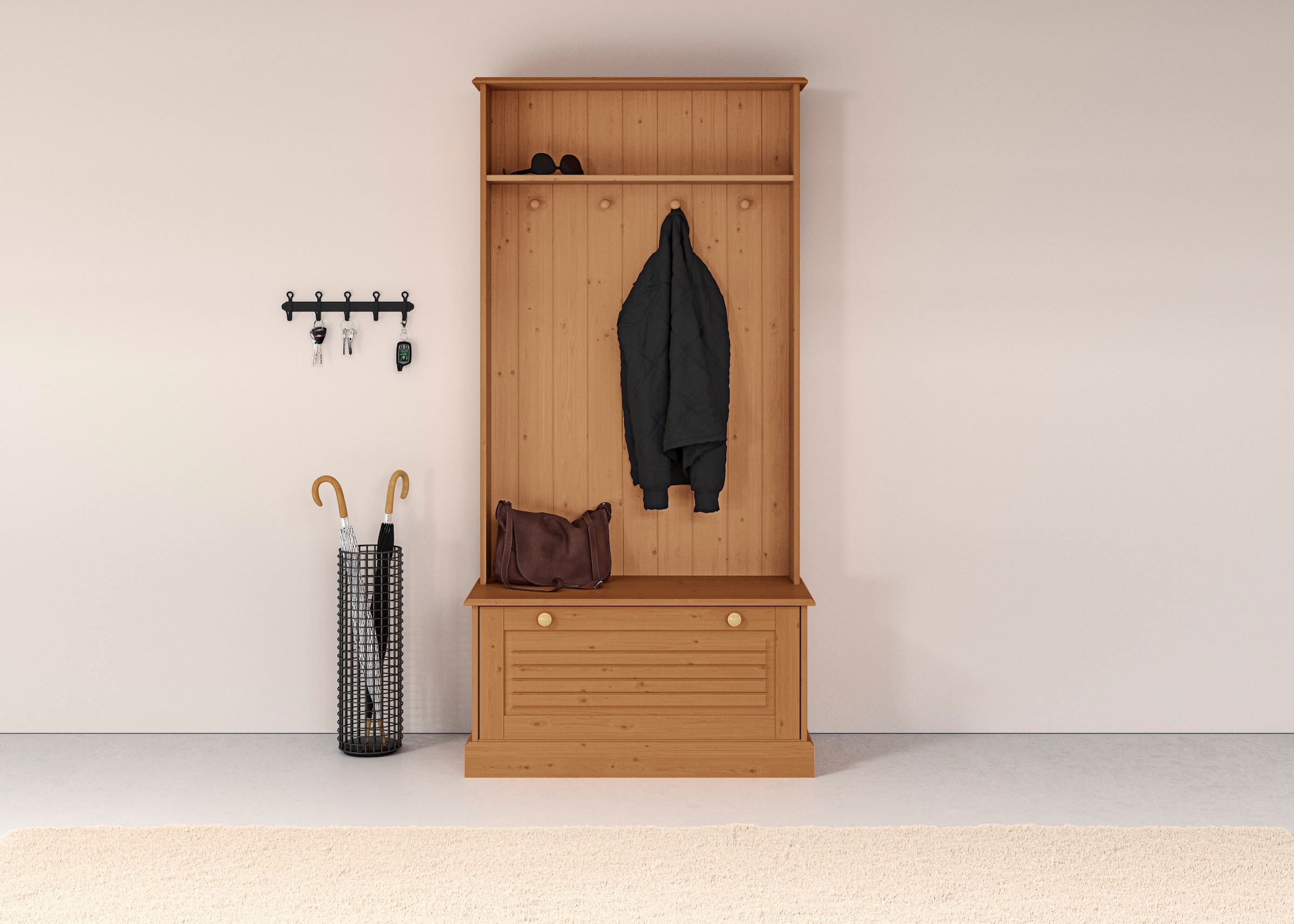 Home affaire Kompaktgarderobe "Liotta", Mit einer Klappe und 4 Kleiderhacke günstig online kaufen