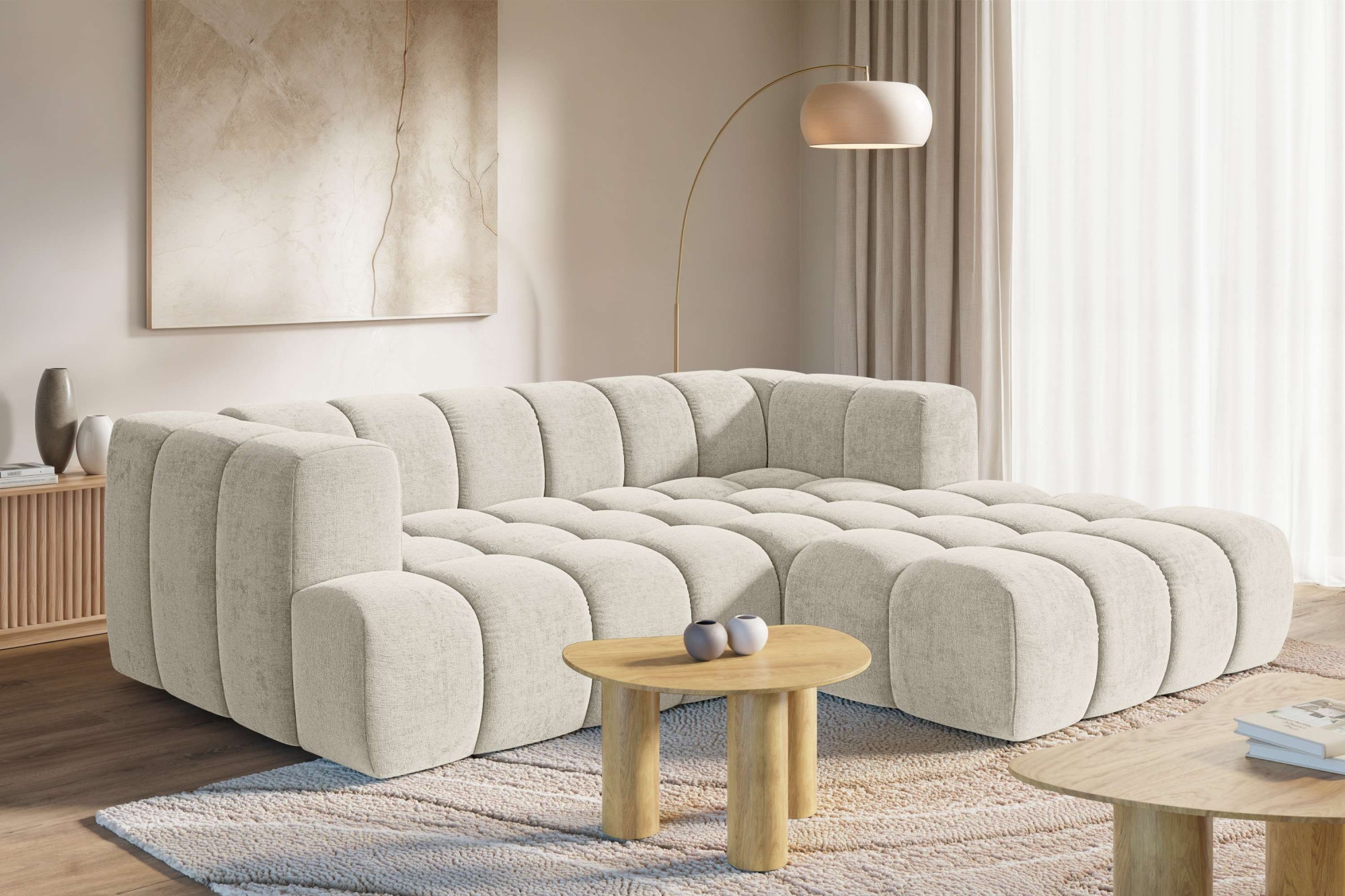 homsy by Ana Johnson Ecksofa ""XL" BOUBELLE L-Form extra tief, Design: Bubble-Optik, Breite 247cm" hoher Sitzkomfort dank Wellenunterfederung, XL Sitztiefe 100 cm