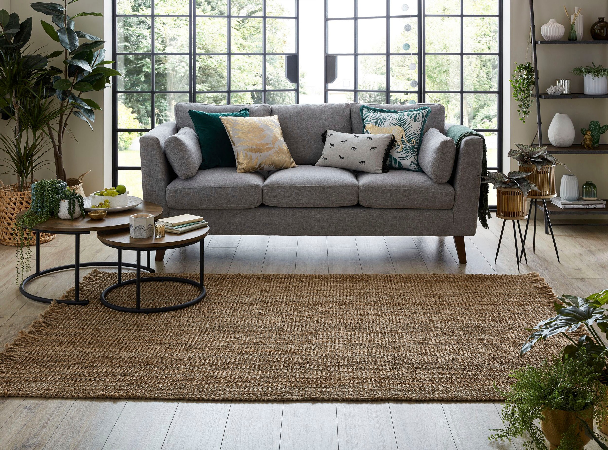 FLAIR RUGS Teppich "Jute Boucle" rechteckig 7 mm Höhe aus 100% Jute, mit Fr günstig online kaufen