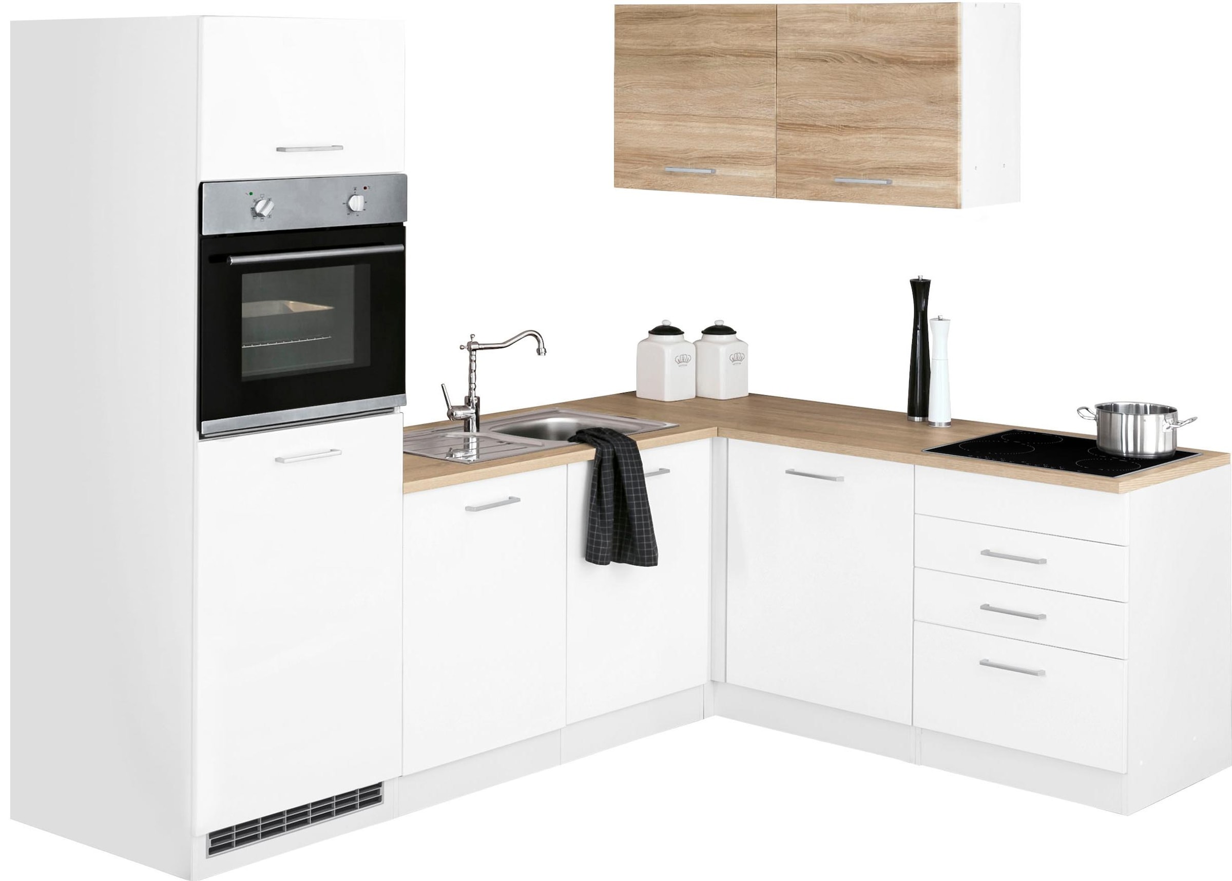 Winkelküche »Visby«, ohne E-Geräte, Winkel 240 x 180cm für Kühlschrank u. Geschirrspüler