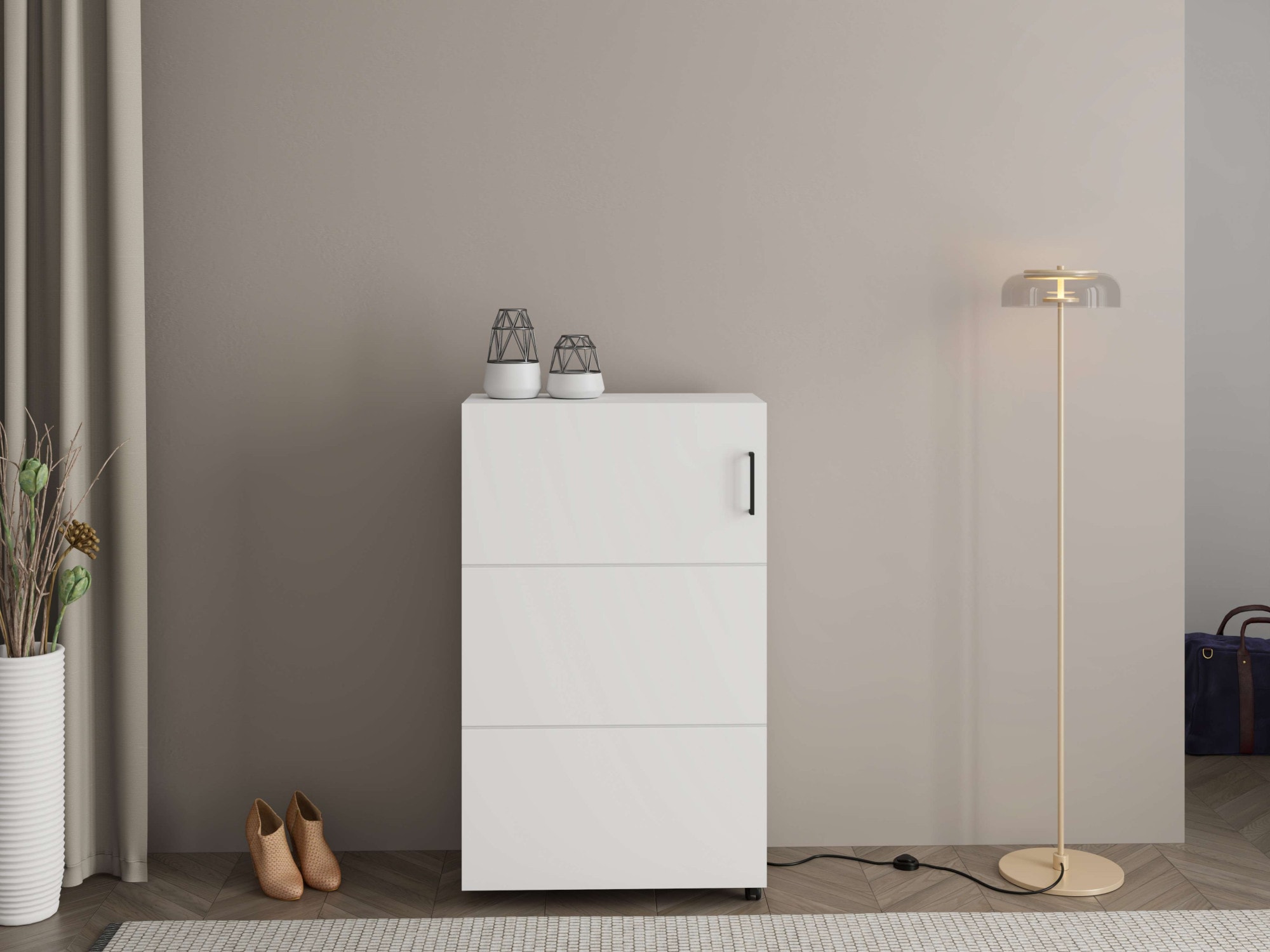 Home affaire Schuhschrank "Islay, Drehtür auf Rollen, B/T/H: 60/32,4/113,2 cm" Schuhkommode mit Platz für ca. 18 Paar Schuhe bis Gr. 40