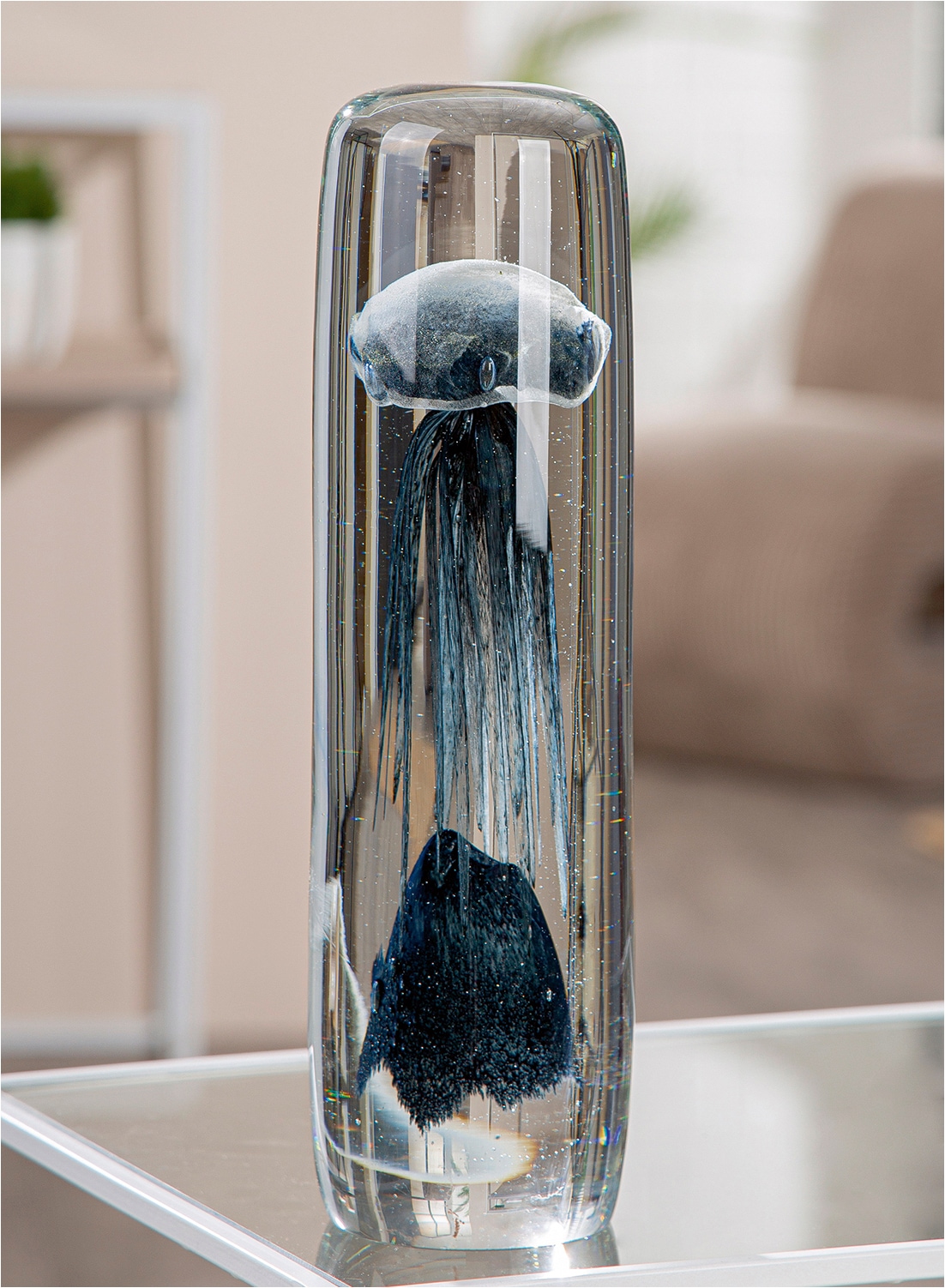 GILDE Skulptur »Dekoobjekt Qualle transparent« Meeresdeko Meerestier maritim Glasdekofigur Tischdekoration