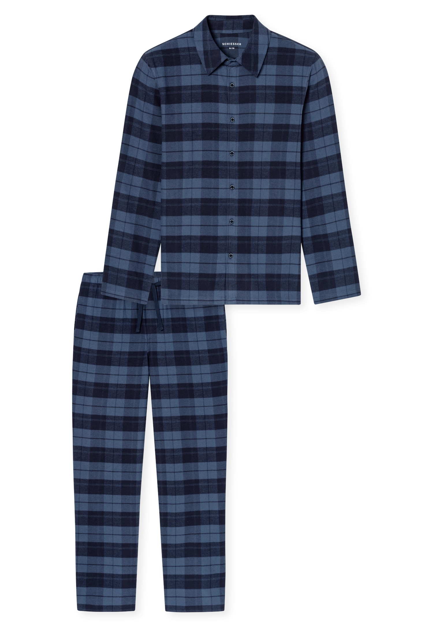 Schiesser Pyjama »Selected Premium Warming« 2 mit klassichem Kragen und durchgehender Knopfleiste