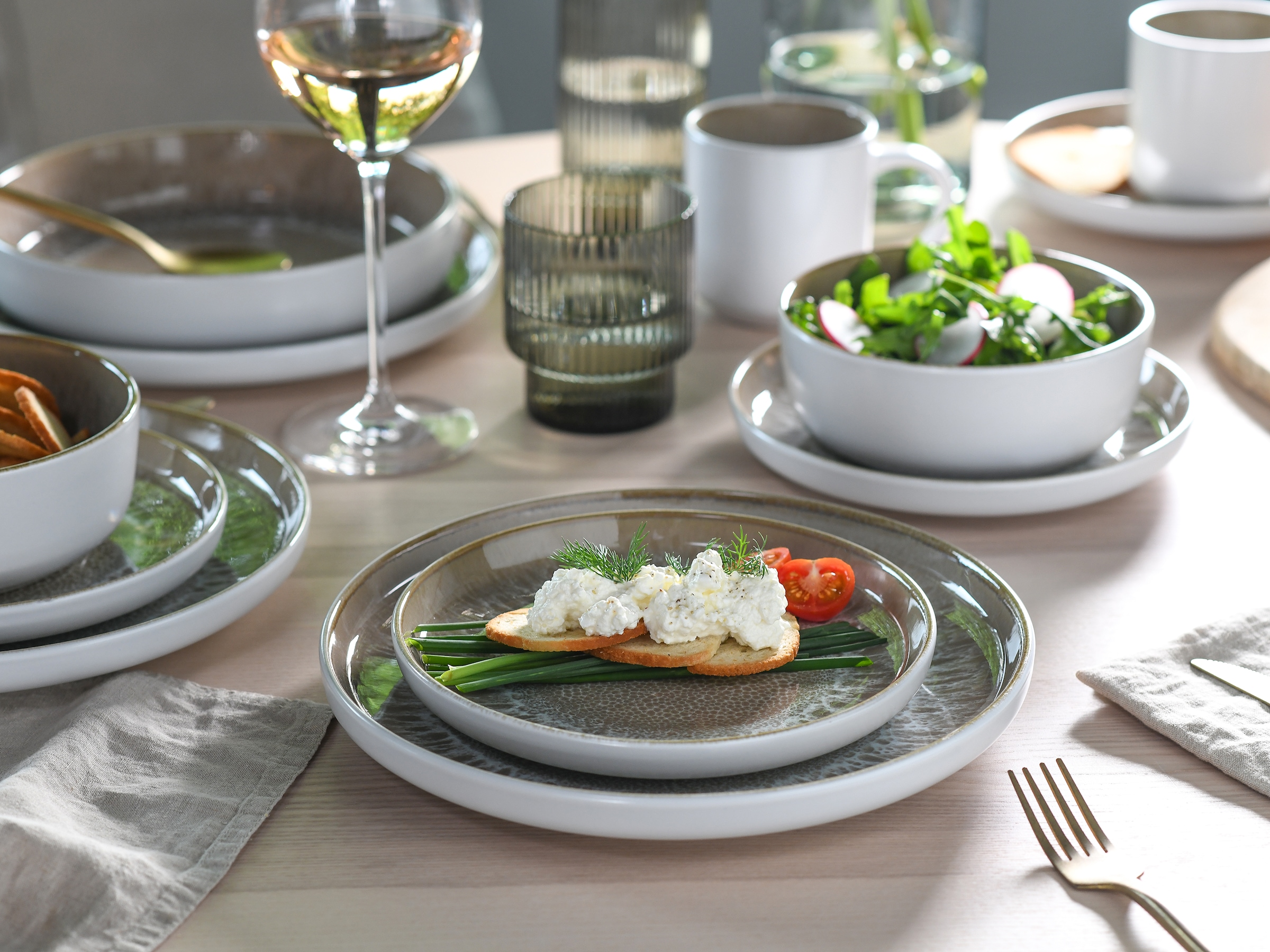 my home Kombiservice »modernes Geschirr-Set, Service Nydala« hohe Haltbarkeit, spülmaschinen- & mikrowellengeeignet, Reaktivglasur