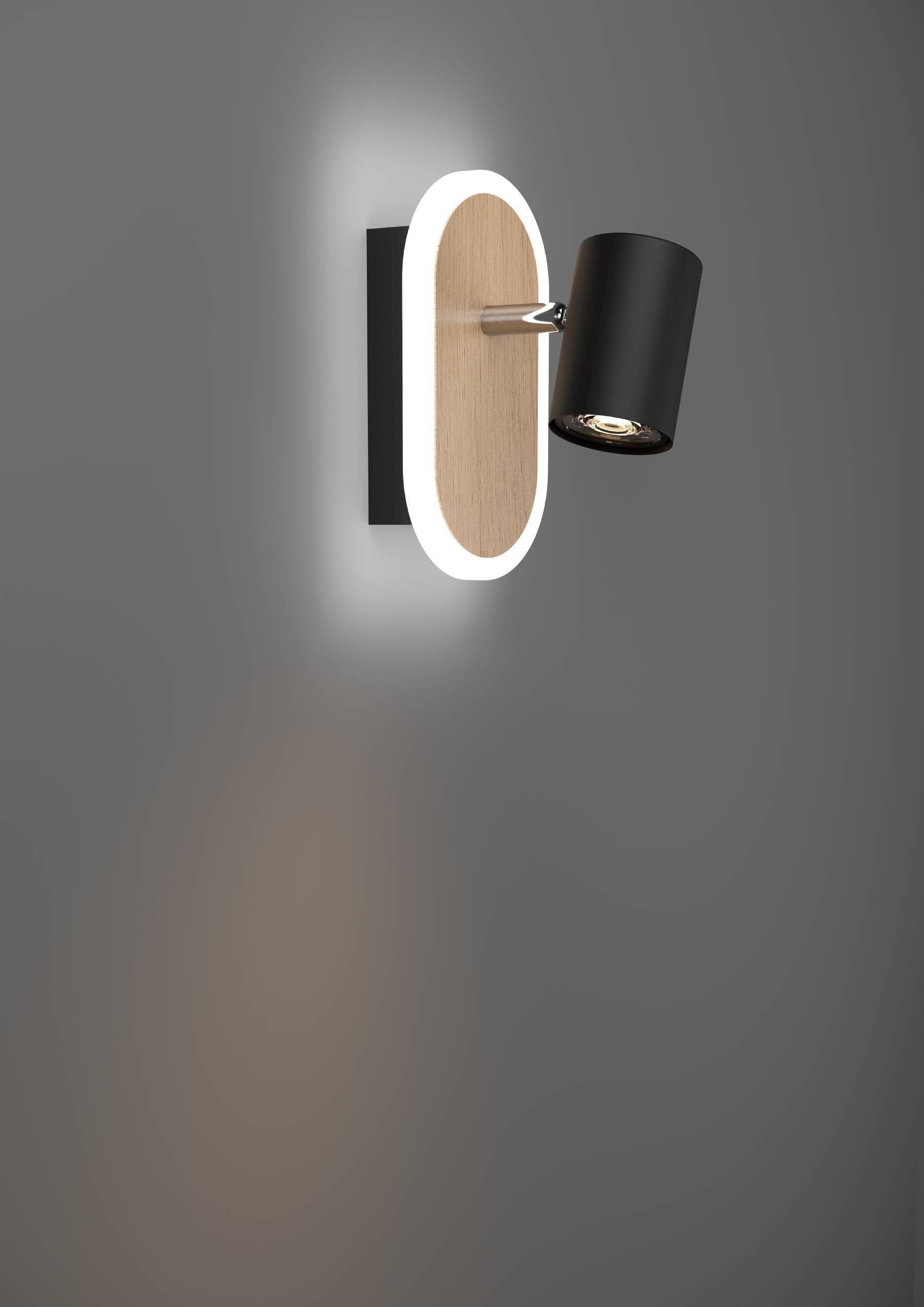 EGLO Deckenleuchte »Rimbocchi Wandleuchte, Metall und Holz-Optik, Spotbalken schwenkbar« LED-Modul 1 Stk. Warmweiß Spot - L18 x B10 x H15 cm - schwarz, braun - 7W inkl.