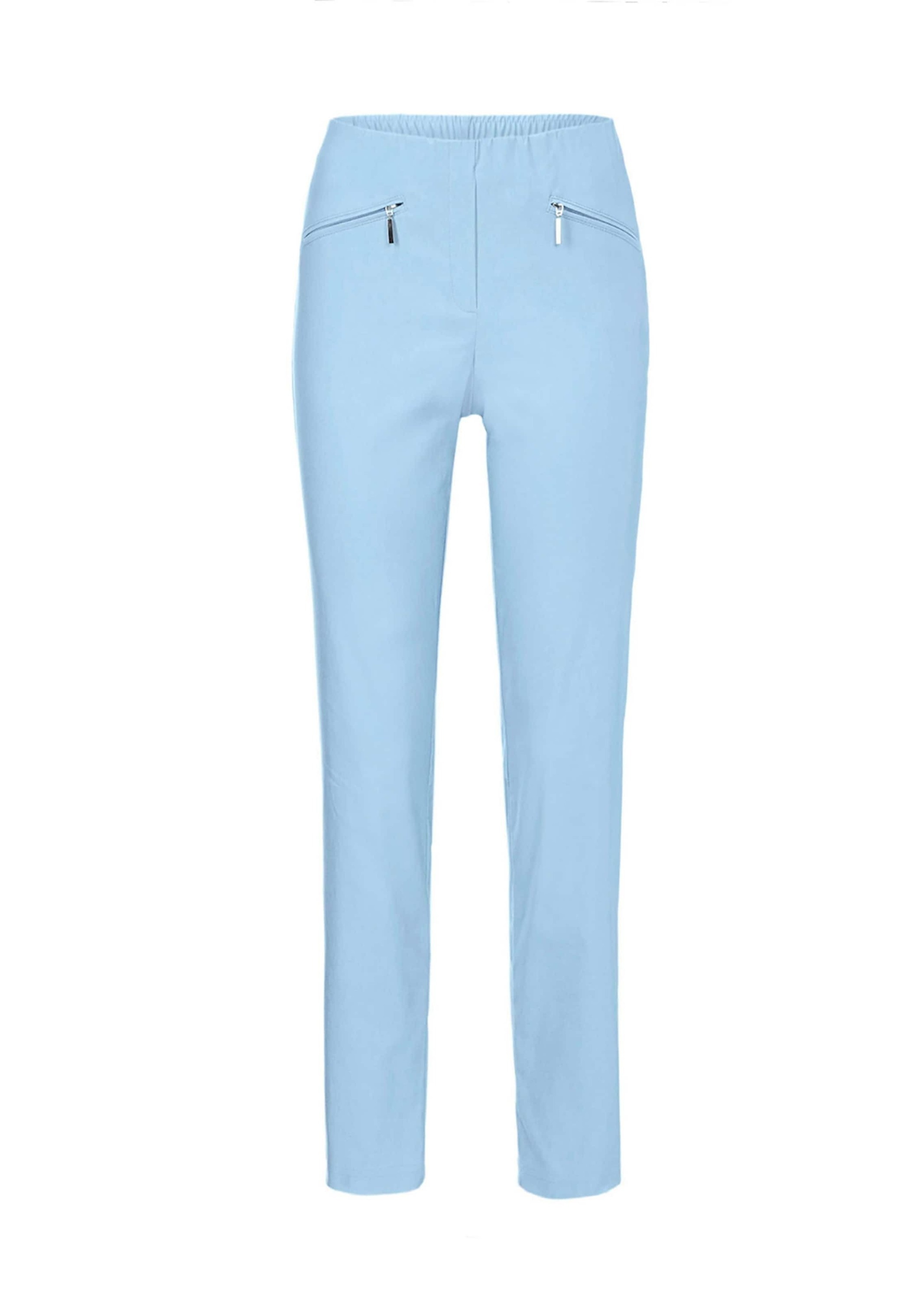 2-in-1-Hose GOLDNER "Schlupfhose LOUISA mit Steppnähten", Damen, Gr. 50, N-Gr, blau (hellblau), Obermaterial: 67% Baumwolle CO. 28% Polyamid PA. 5% Elasthan EL., Hosen